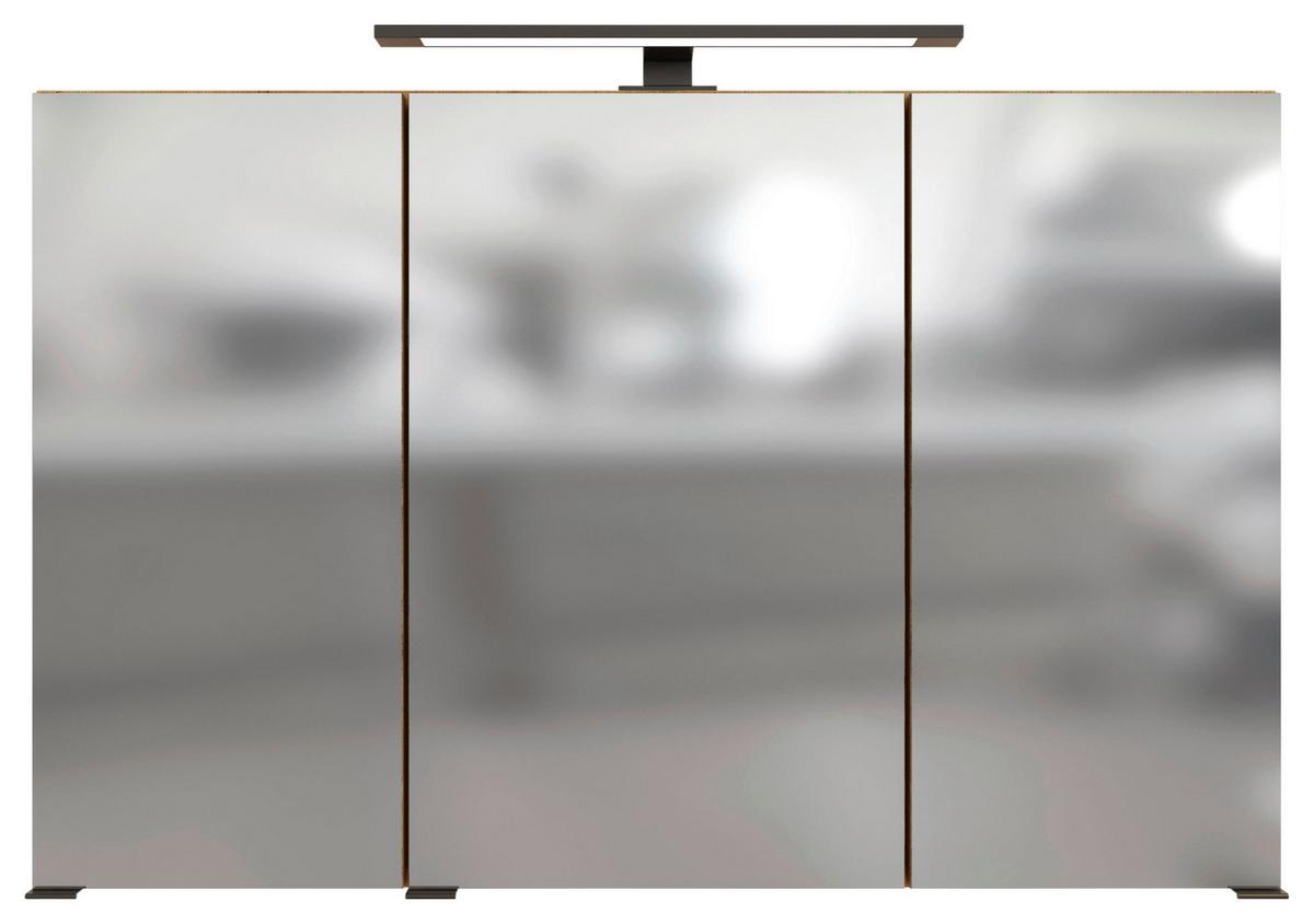 Badmöbel-Set Manchester B: 100 cm Eiche Wotan Dekor - Eichefarben/Weiß, MODERN, Keramik/Holzwerkstoff (100cm) - Held