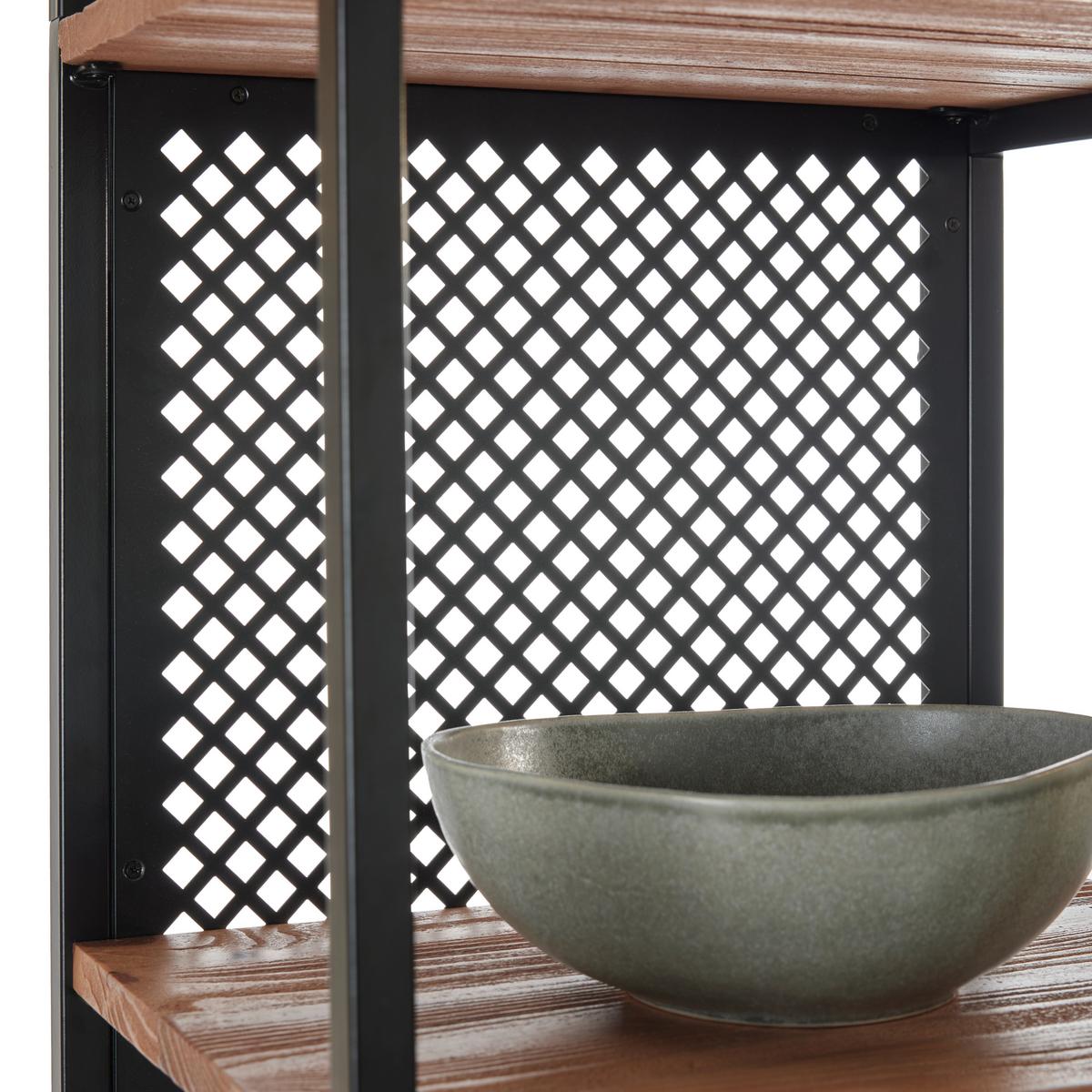 STOJACÍ REGÁL RUSTY - přírodní barvy/antracitová, Moderní, kov/dřevo (70/188/35cm) - Zandiara