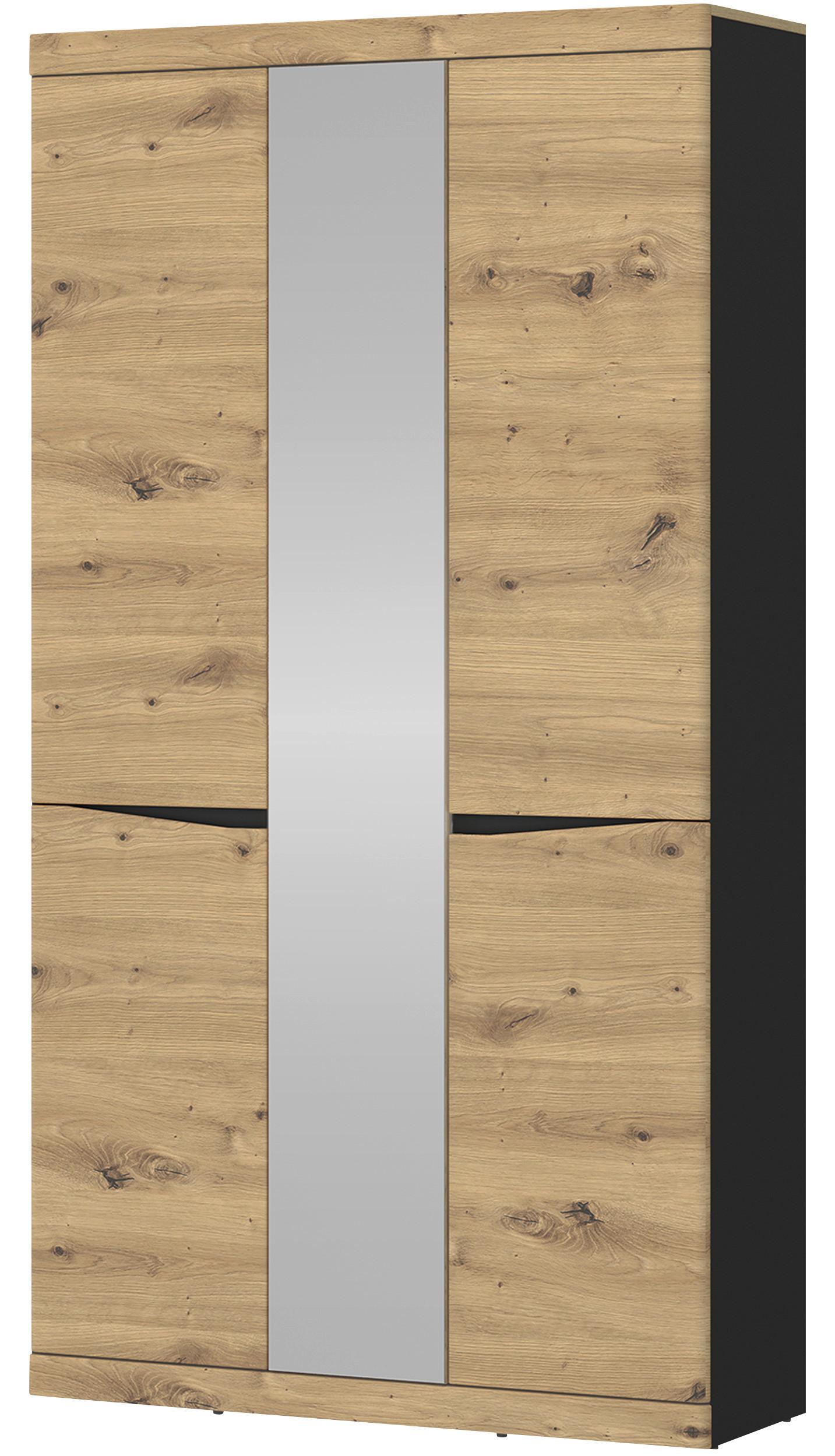 Garderobenschrank Turino Eiche Artisan/Anthrazitb:103cm - Anthrazit/Eiche Artisan, Trend, Glas/Holzwerkstoff (103/196,5/39,9cm)