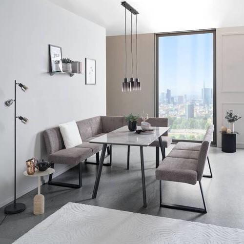 Eckbank Grau Eisen/Polyester Leinenoptik Tampa 190x150 cm - Schwarz/Grau, MODERN, Textil/Metall (190/150cm) - MID.YOU