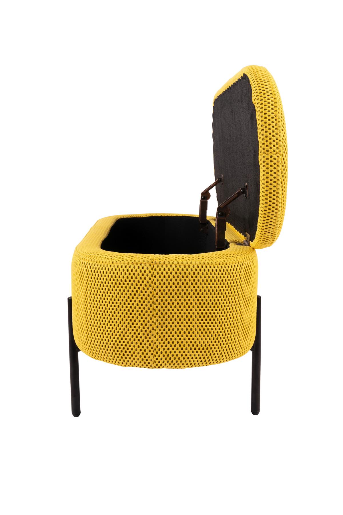 Sitzbank Carla Gelb, mit Stauraum, L: 95 cm - Gelb/Schwarz, Design, Textil/Metall (95/36/43cm)