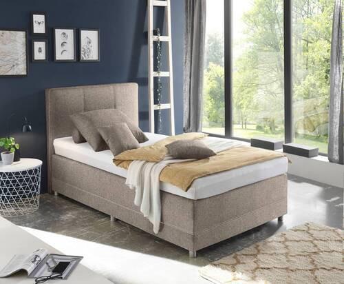 Boxspringbett Luanda 2 - Beige/Silberfarben, MODERN, Holzwerkstoff/Textil (120/200cm) - MID.YOU