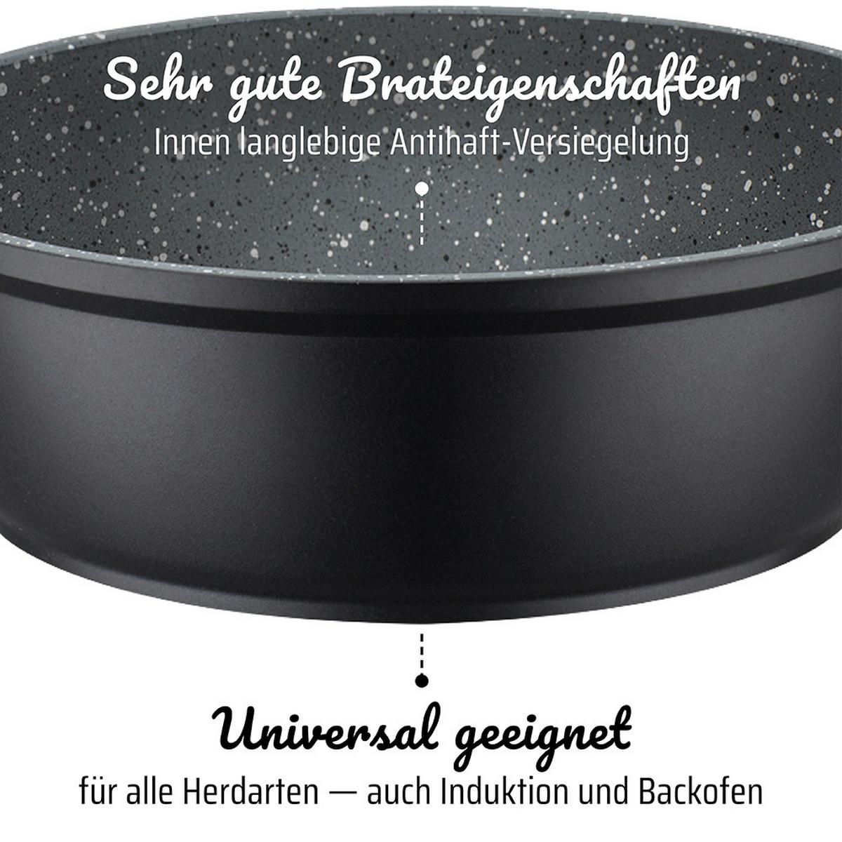 Kochtopfset Edelstahlfarben - Schwarz, Basics, Metall - GSW