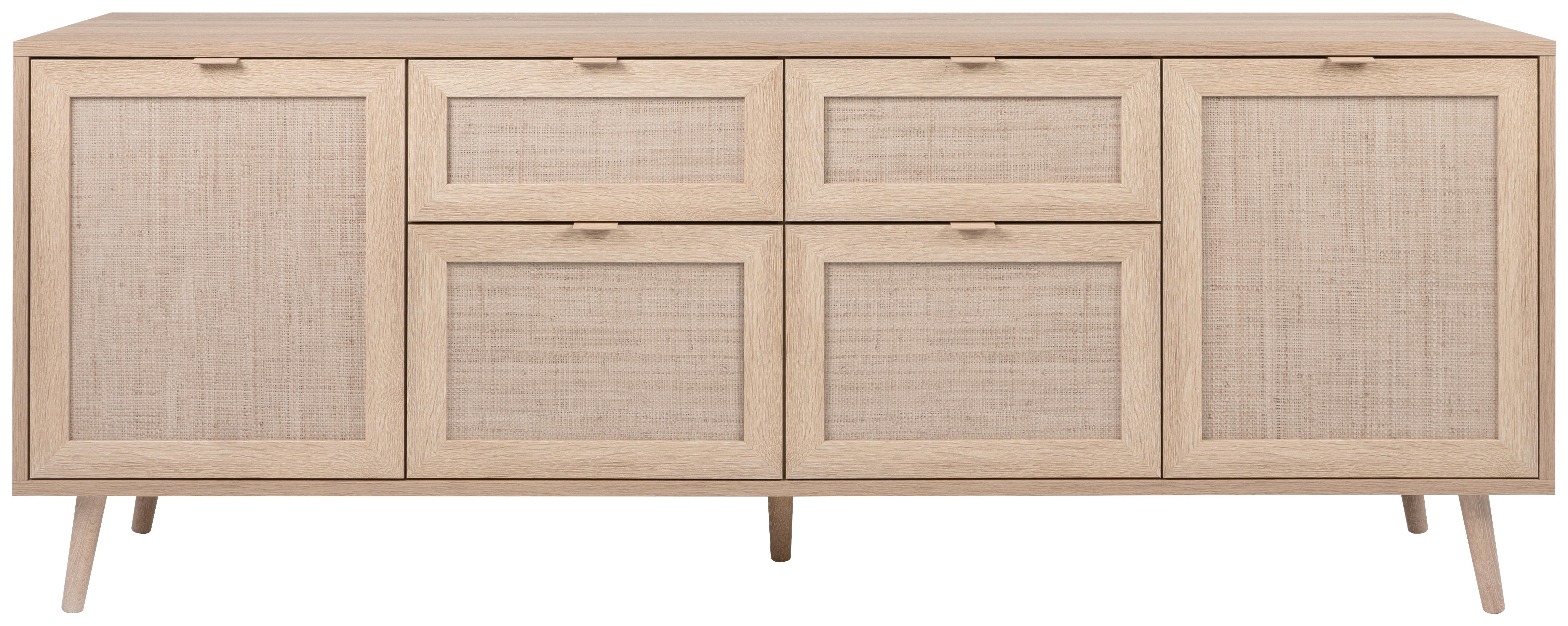 Sideboard Dekor Mit 4 Türen 180 Cm Bali Sonoma Eiche - Sonoma Eiche, Natur, Holzwerkstoff (180/71/40cm) - MID.YOU