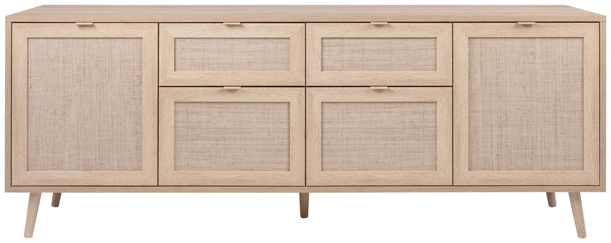 Sideboard Dekor Mit 4 Türen 180 Cm Bali Sonoma Eiche - Sonoma Eiche, Natur, Holzwerkstoff (180/71/40cm) - MID.YOU