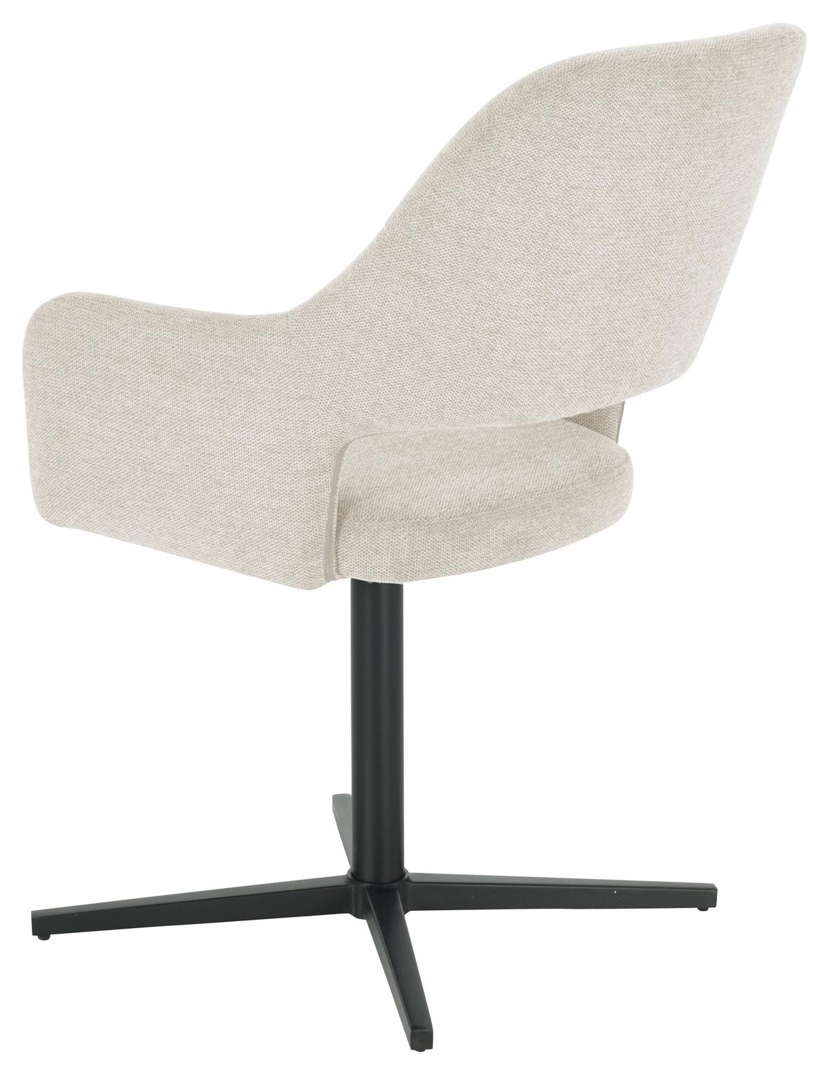 Armlehnstuhl Alexis Leinenoptik Beige, B: 56 cm - Beige/Schwarz, MODERN, Holz/Textil (56/86/63cm) - MID.YOU
