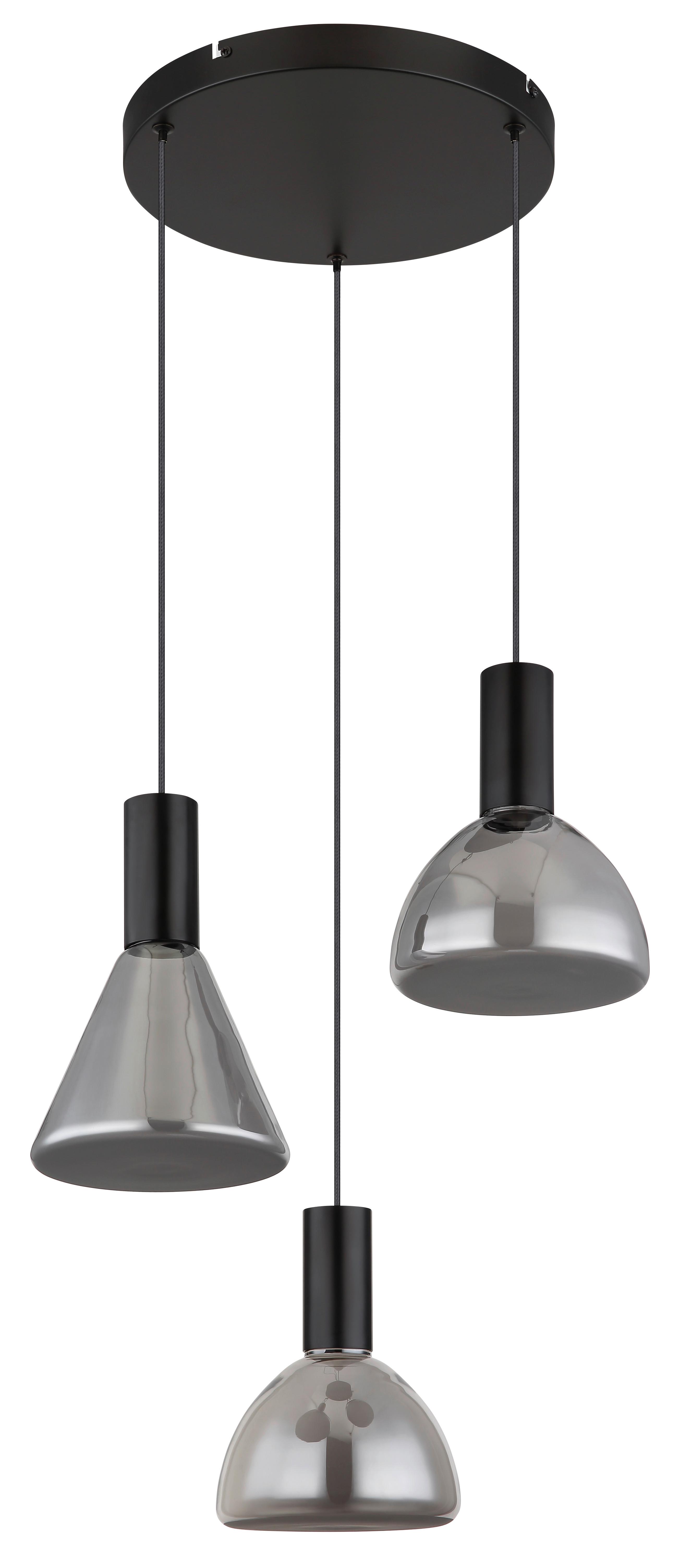LED-Hängeleuchte 15741-3 - Schwarz, Design, Glas/Metall (42/150cm) - Globo