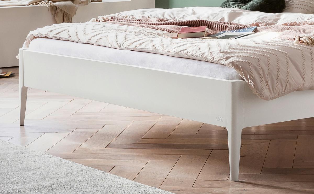 Bett Pieve Buche Weiß Dekor, 140x200 Cm - Weiß, Basics, Holzwerkstoff (140/200cm) - Hasena