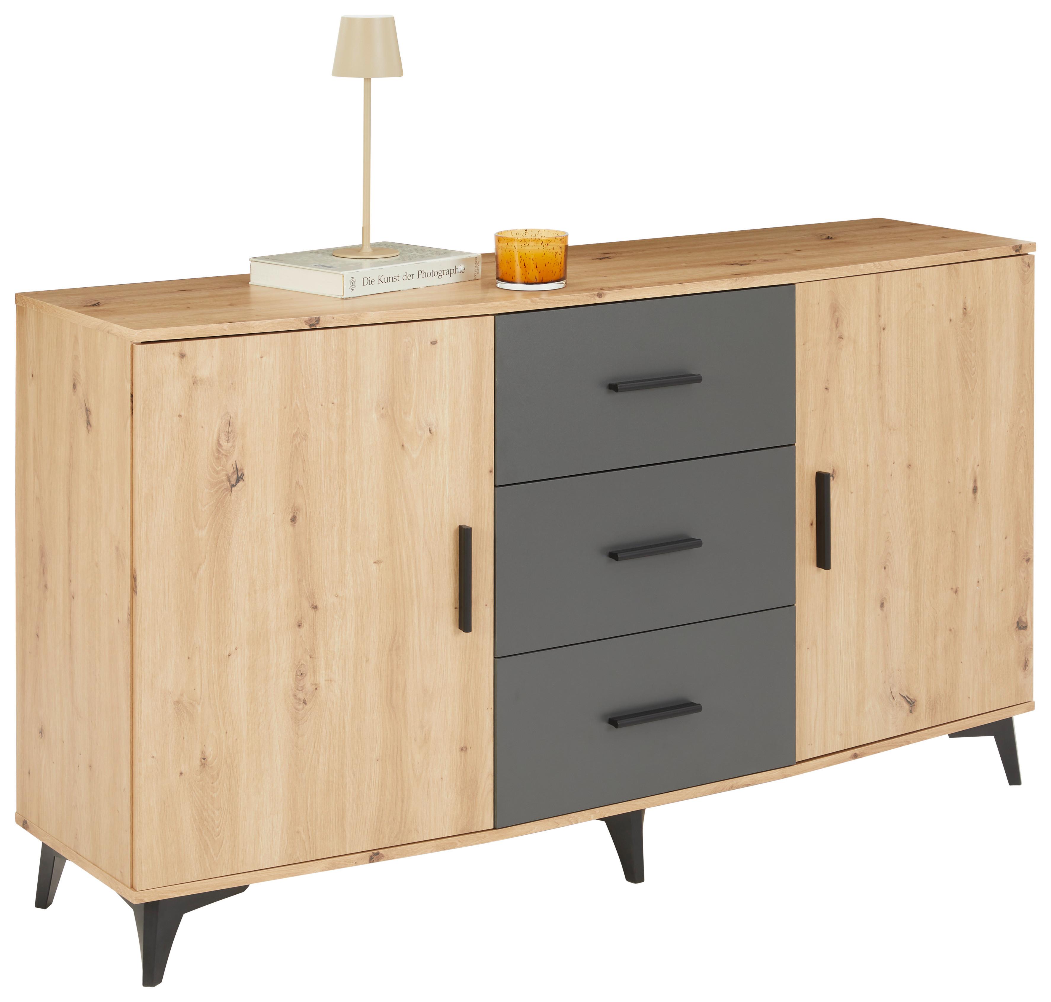 Kommode Ivona B: 160 cm - Anthrazit/Schwarz, Trend, Holzwerkstoff (160/90/45cm)