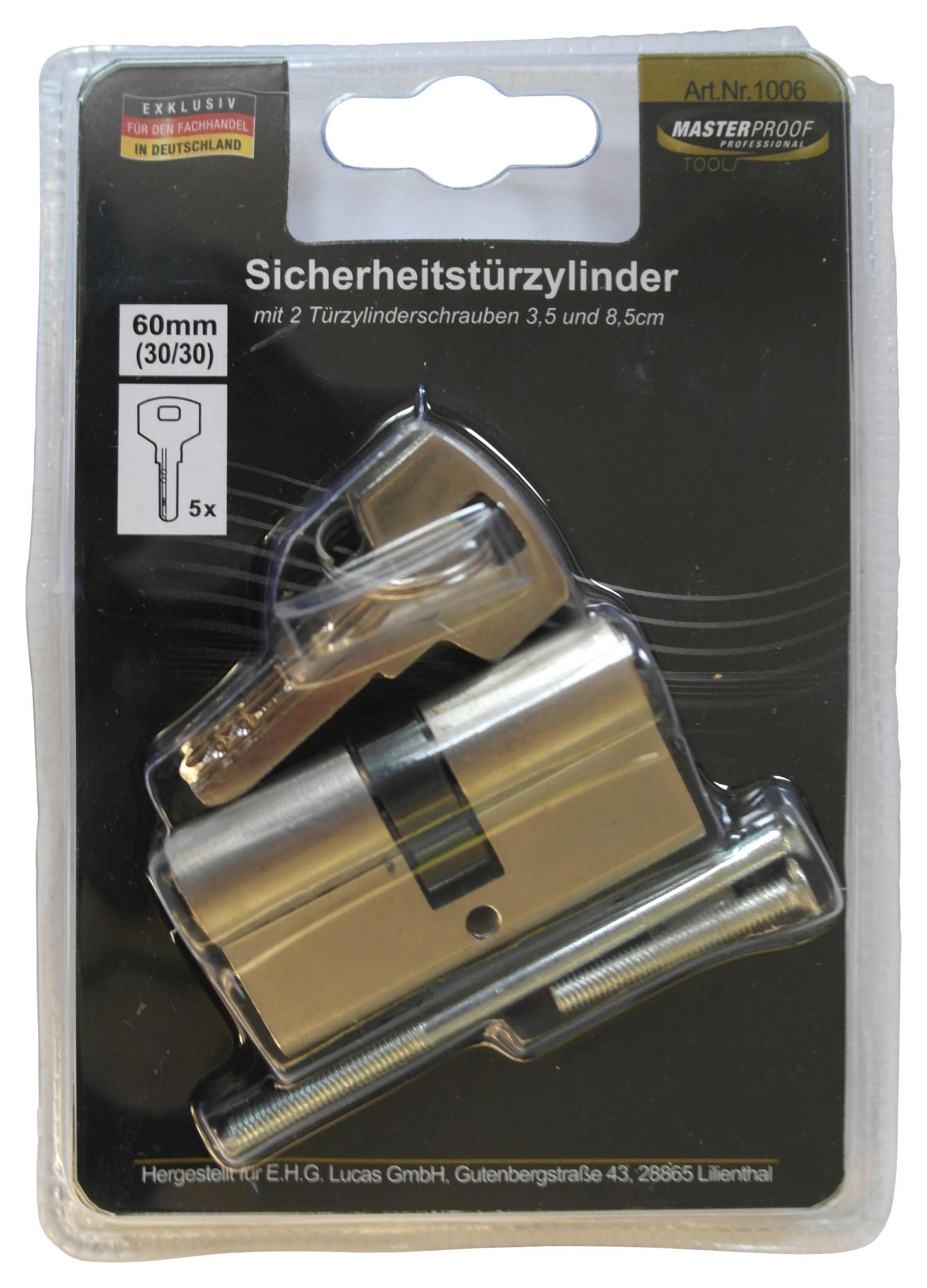 Schließzylinder für Türen Aelius mit 5 Schlüsseln - Silberfarben, Basics, Metall (6cm)