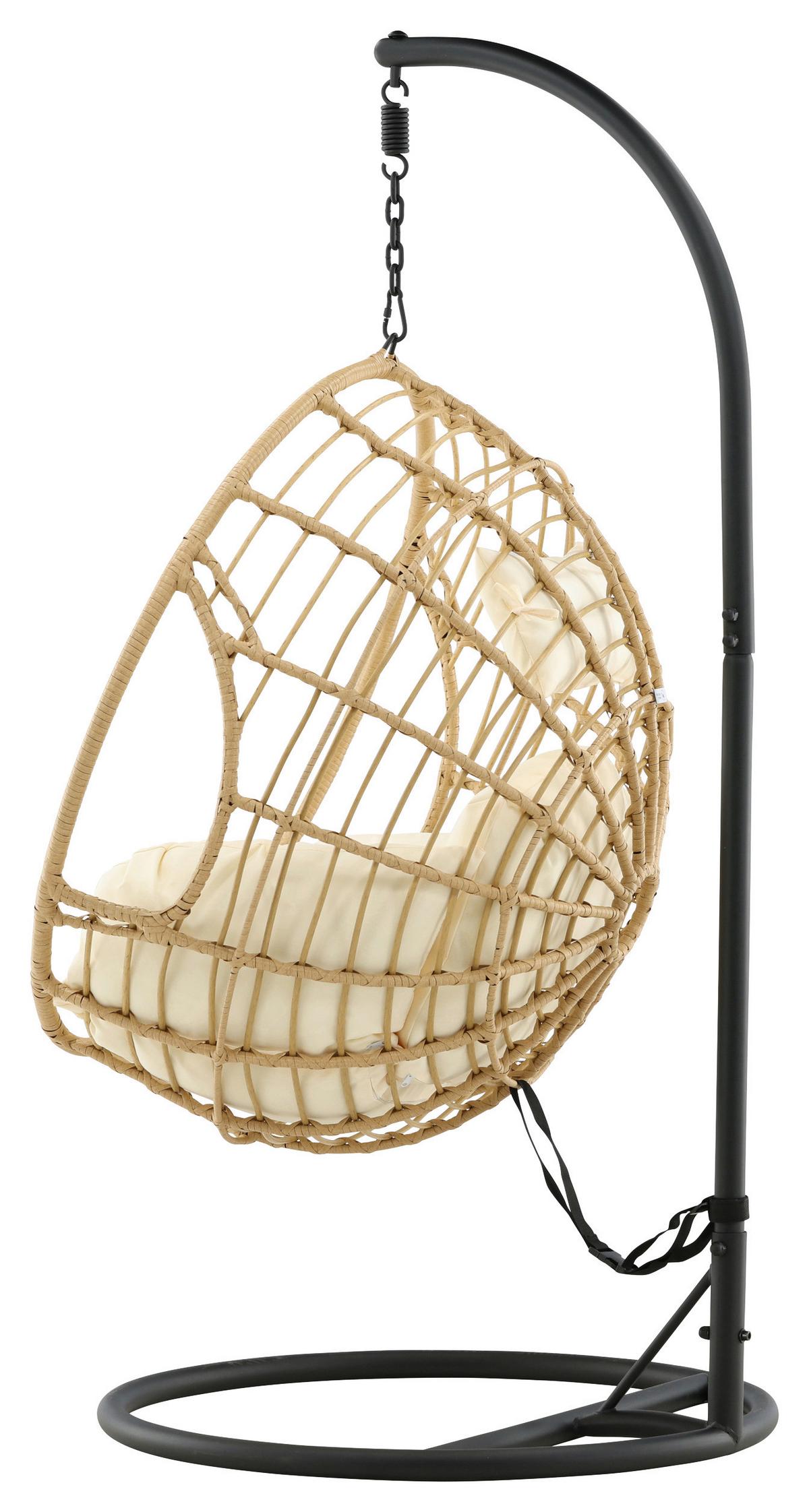 Hängesessel Mit Gestell Viga Mit Sitz- Und Rückenkissen - KONVENTIONELL, Holz (105/186/160cm) - Gardenson