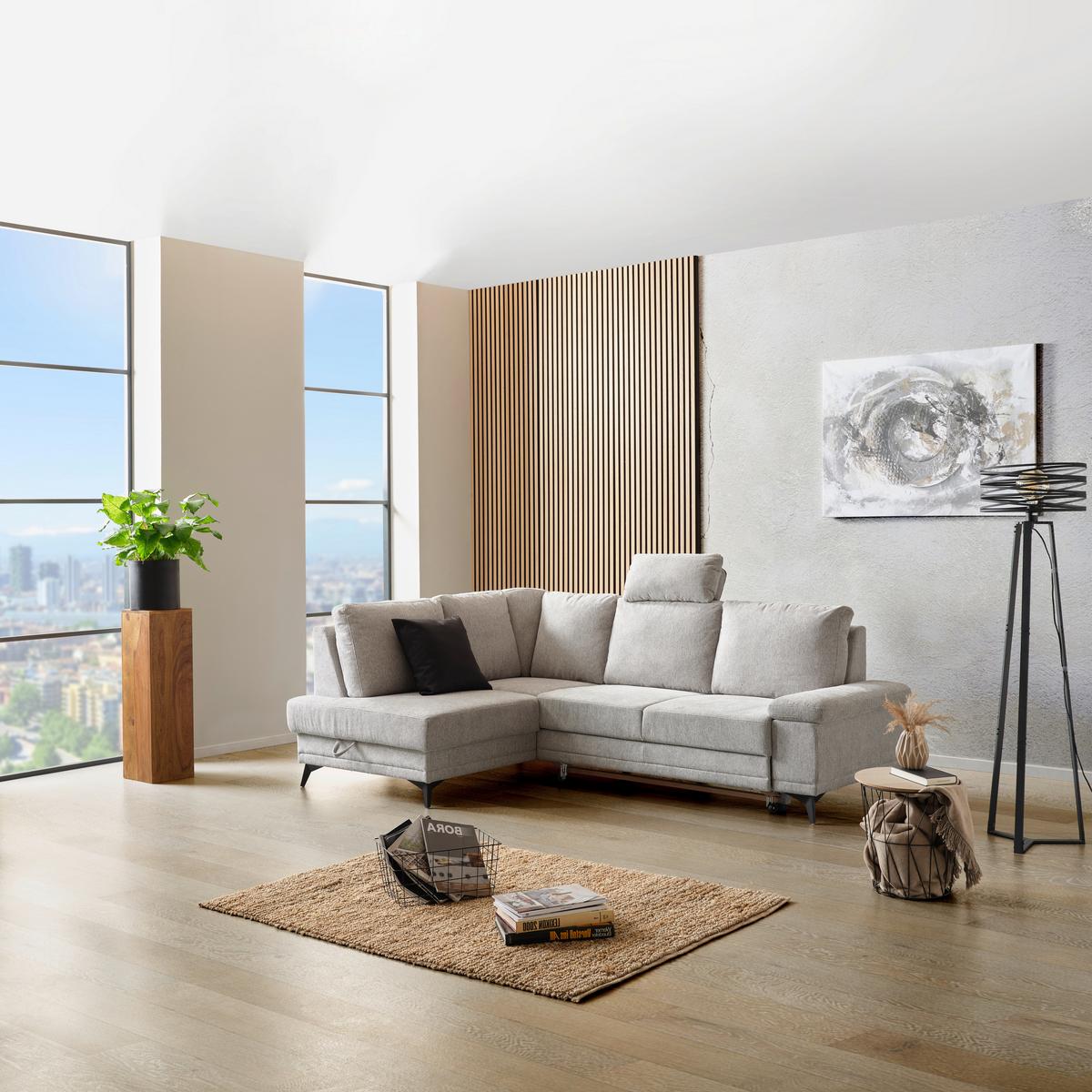 Sarokgarnitúra Sound - szürke, Modern, textil (170/90/248cm) - Luca Bessoni