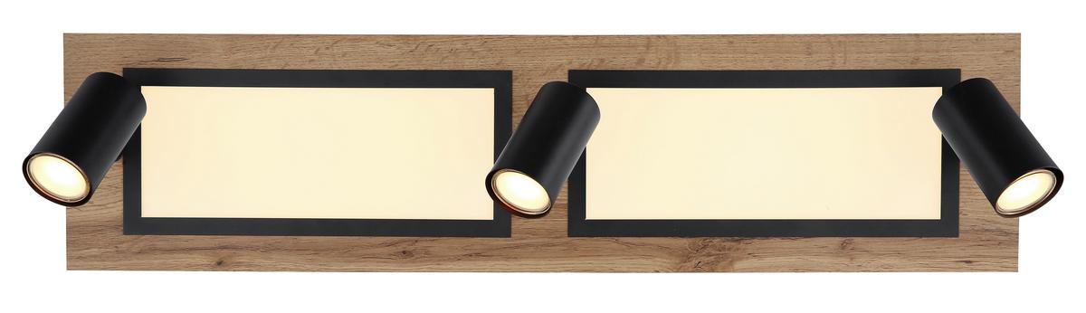 Led Mennyezeti Lámpa 67306d1 - natúr színű/fekete, Design, műanyag/faalapú anyag (80/20/18cm)