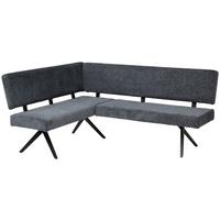 Eckbank Chios Leinenoptik Grau, S: 190x150cm - Dunkelgrau/Schwarz, KONVENTIONELL, Textil/Metall (190/150cm) - MID.YOU