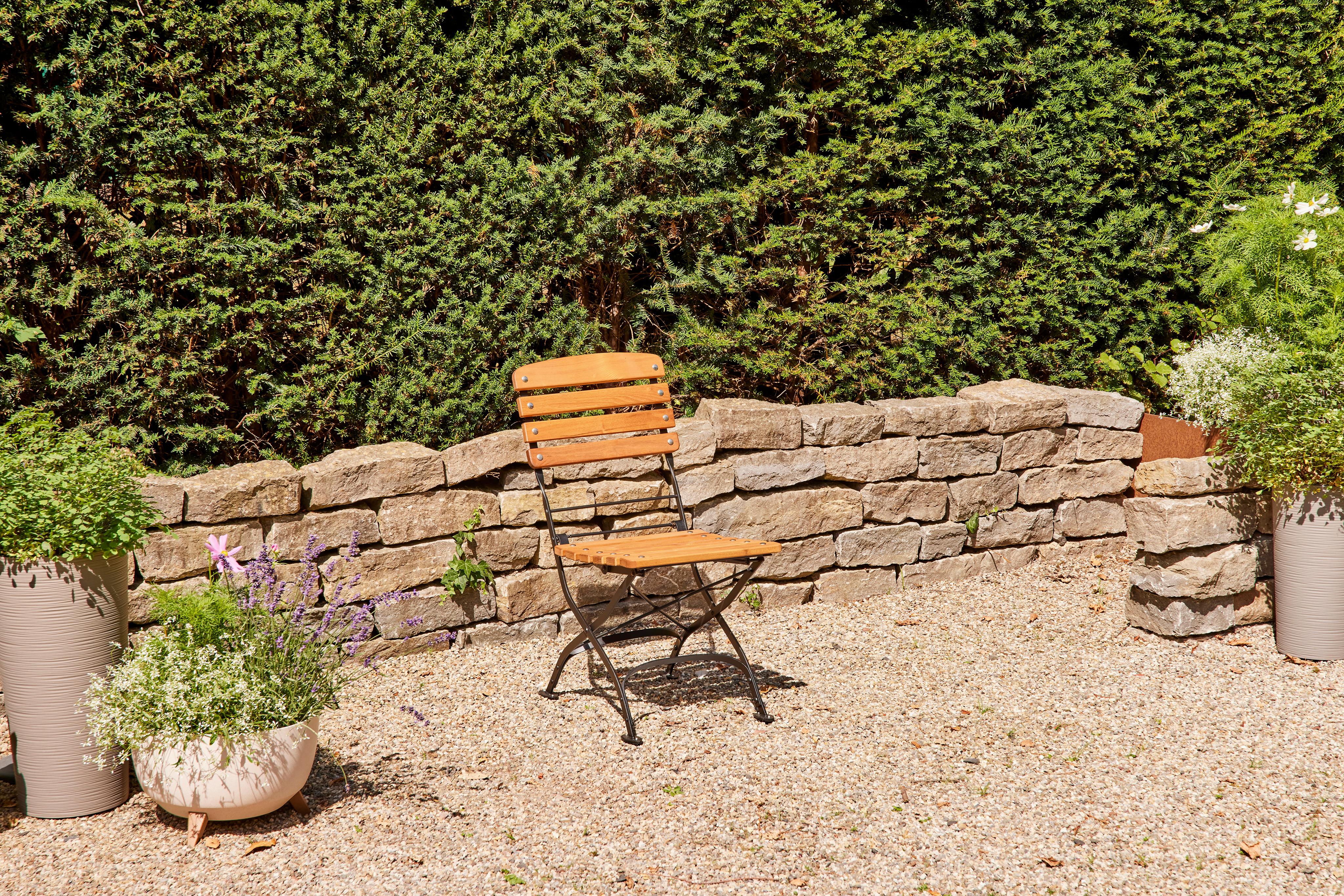 Gartenklappstuhl N05789 - Robinienfarben/Schwarz, KONVENTIONELL, Holz/Metall (60/87/57cm) - Siena Garden