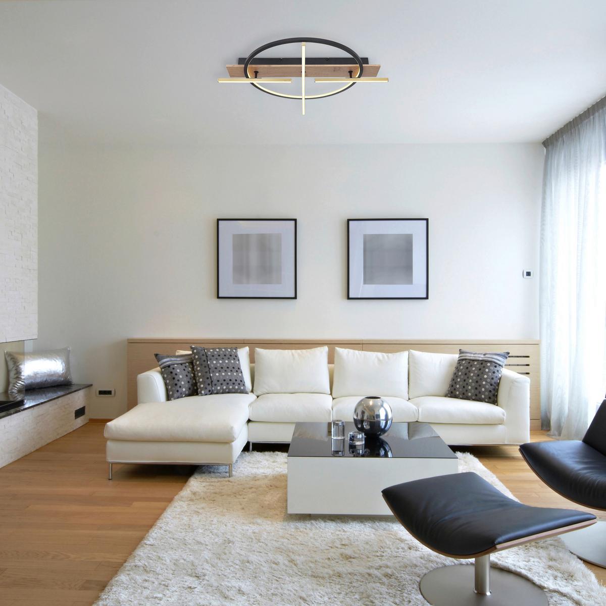 Led Mennyezeti Lámpa 67295d1 - sötétbarna/fekete, Design, műanyag/faalapú anyag (70/60/11,5cm) - Globo