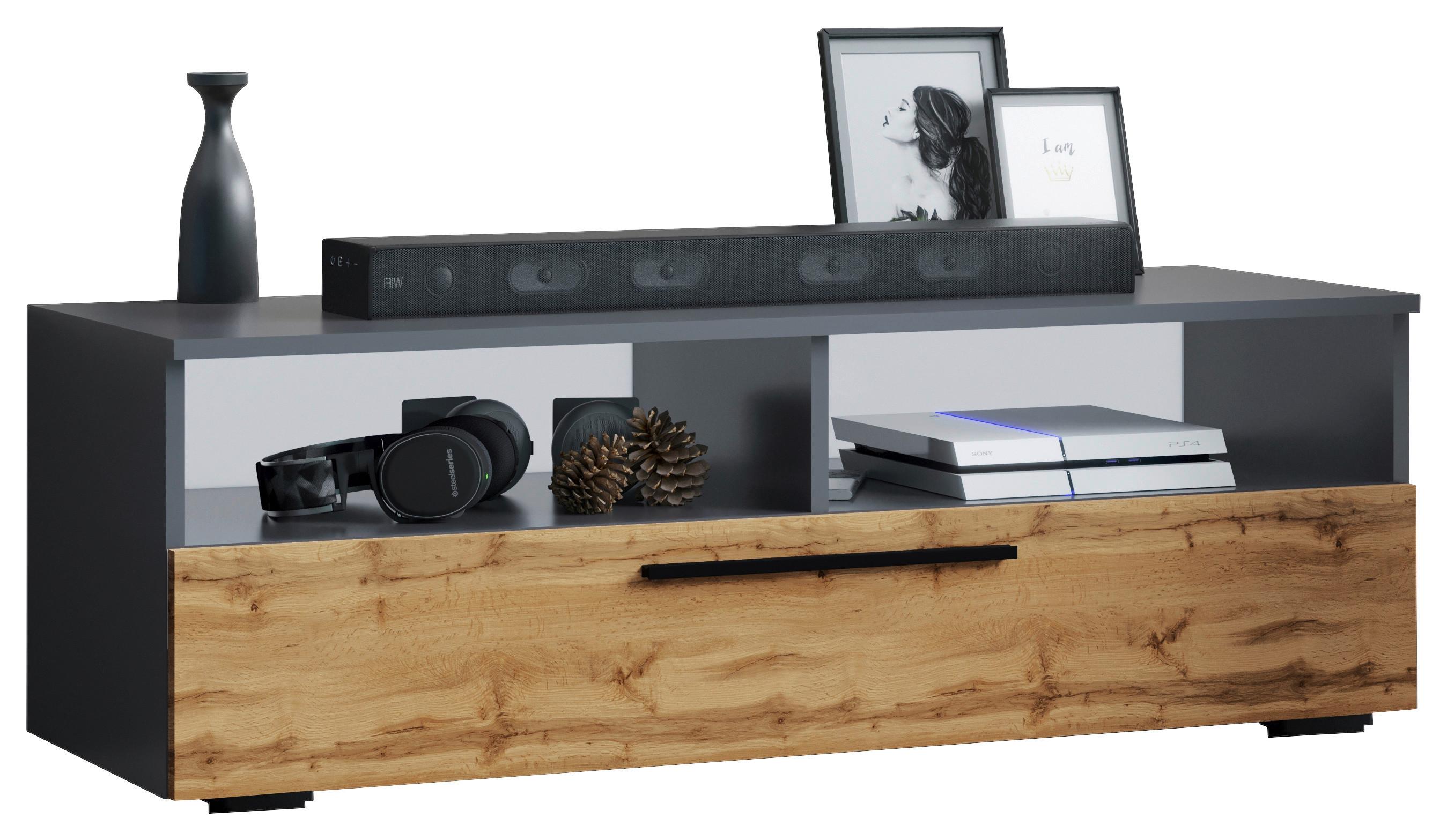 Nízka komoda Arila š: 115 cm, atracitová - černá/antracitová, Moderní, kov/kompozitní dřevo (115/39/40cm) - MID.YOU