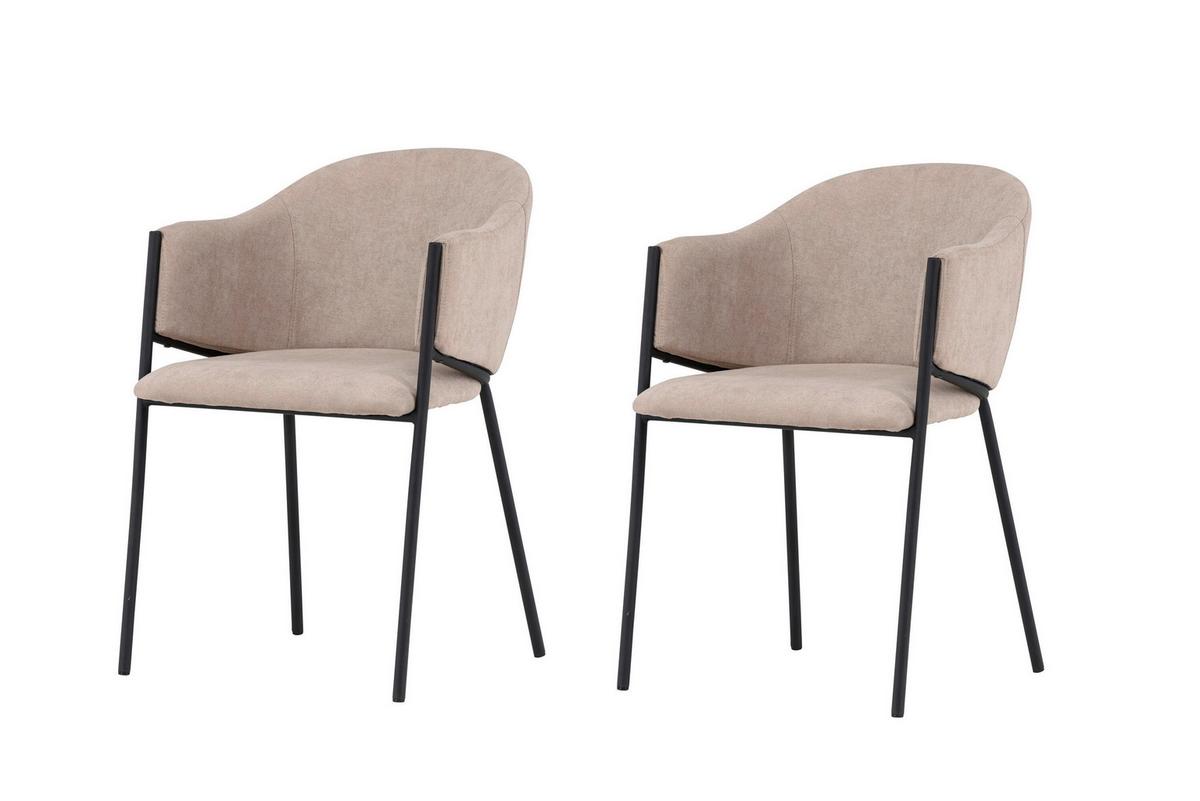 Stuhl Evelina Schwarz/Beige B: 54 cm - Beige/Schwarz, MODERN, Textil/Metall (54/80/62cm) - Livetastic