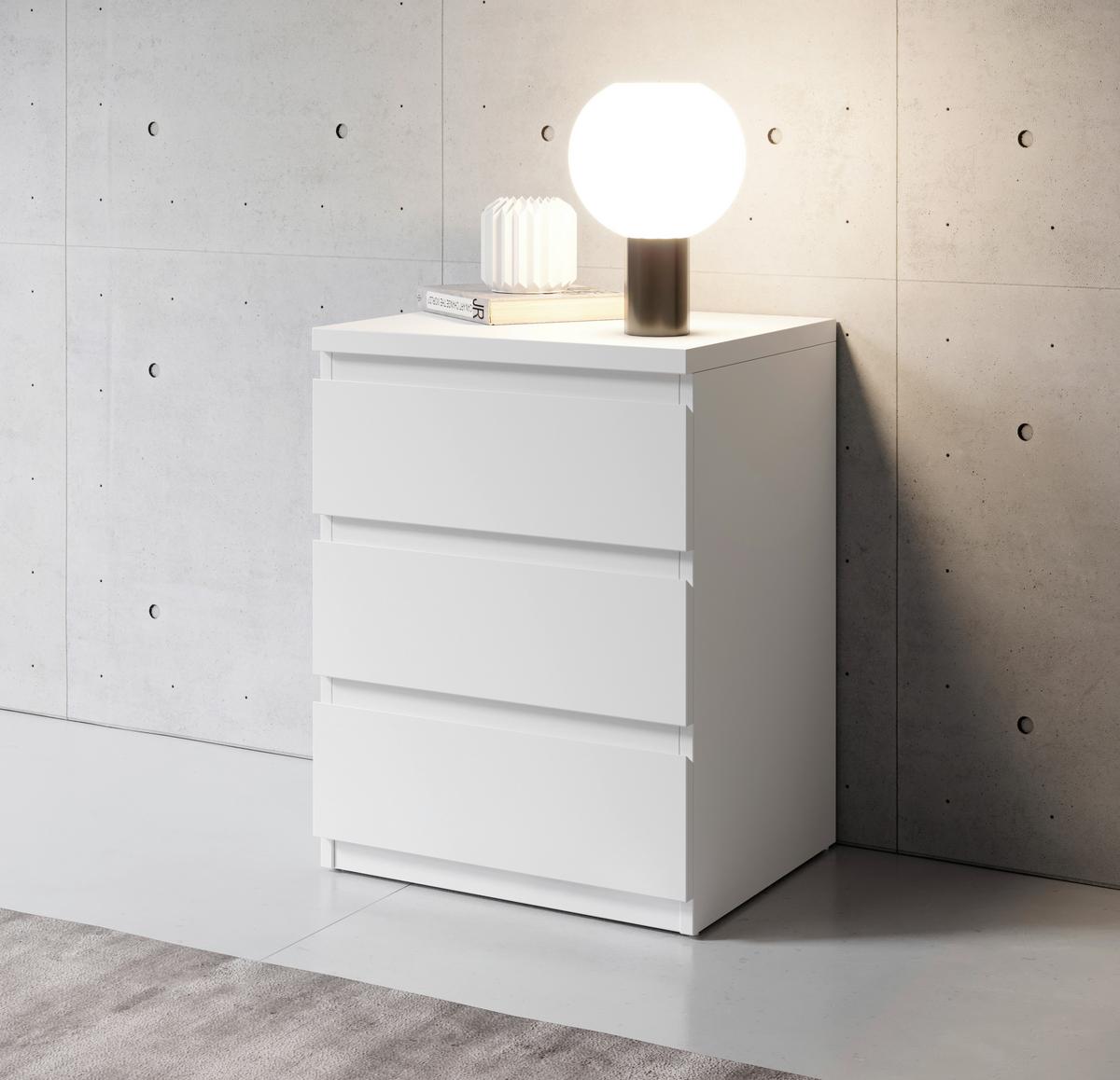 Noční stolek OLLI bíla - bílá, Basics (45/61,4/38cm) - MID.YOU