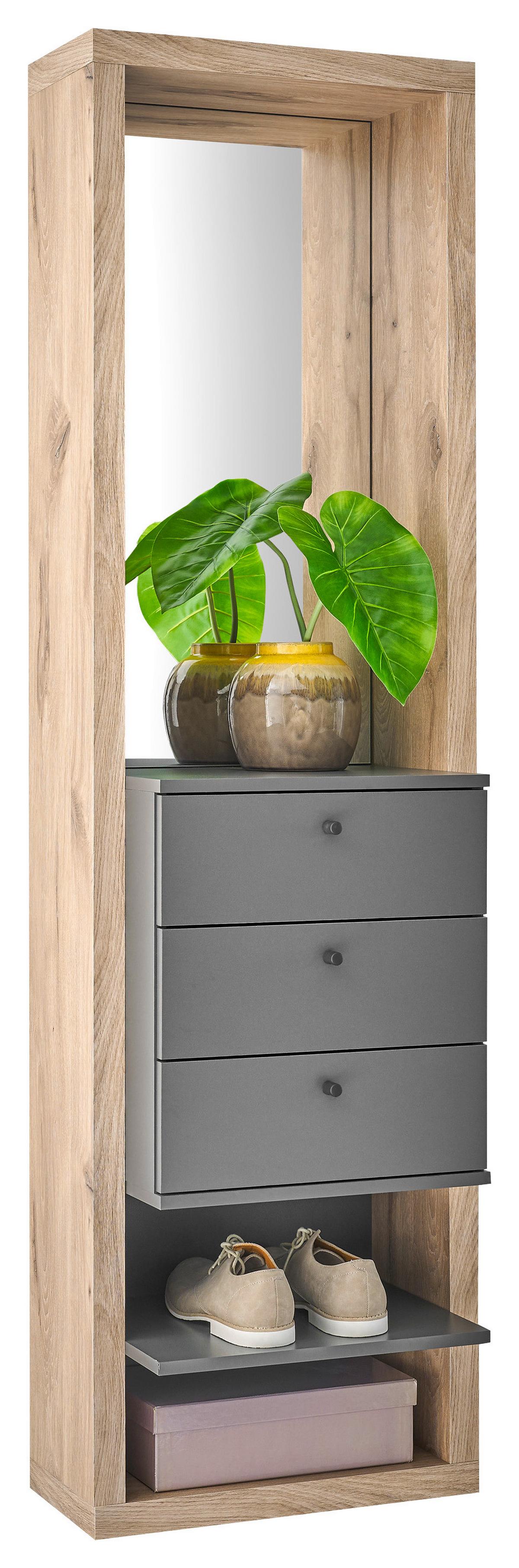 PREDSIEŇOVÝ NÁBYTOK FRAME - farba duba/antracitová, Basics, kompozitné drevo/sklo (51/178/35cm) - Carryhome