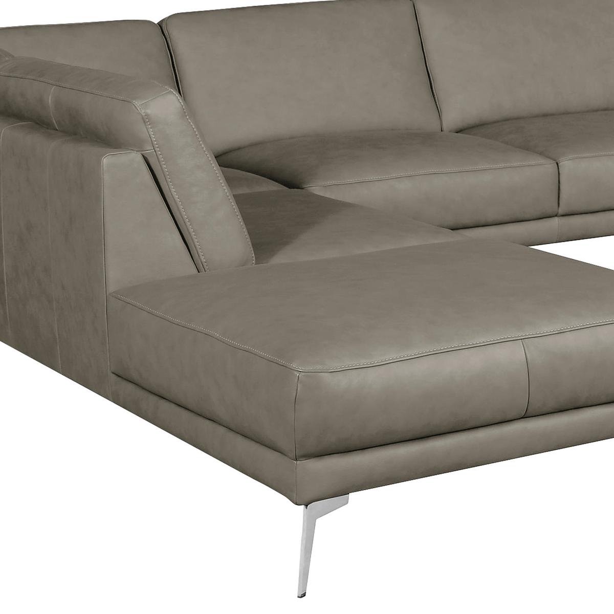 Ecksofa Spring Schwarz Chrom S: 250x273 cm - Chromfarben/Grau, Design, Leder (250/273cm) - Livetastic