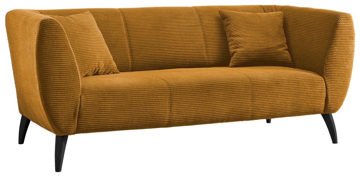 3-Sitzer-Sofa Colori Goldfarben, Rücken Echt - Goldfarben/Schwarz, MODERN, Textil (208/83/88cm) - MID.YOU