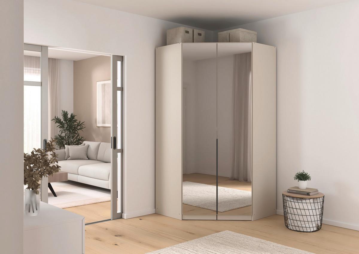 Eckschrank Mit Spiegel 117cm Alabama Super Champagner - Champagner/Transparent, MODERN, Holzwerkstoff (117/229/117cm)
