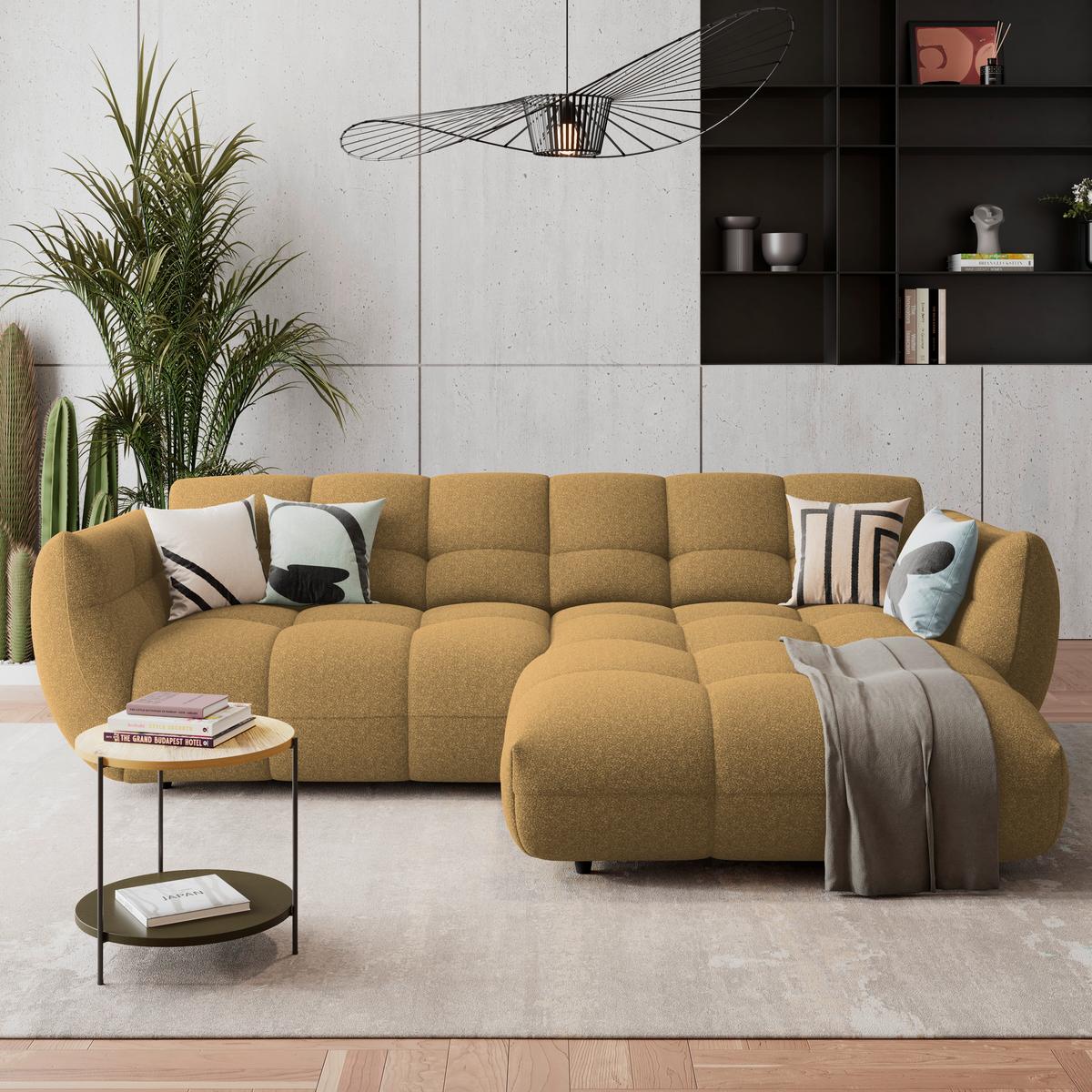 Ecksofa Panda Chenille gold, 280x178cm - Goldfarben/Schwarz, Trend, Textil (280/178cm)