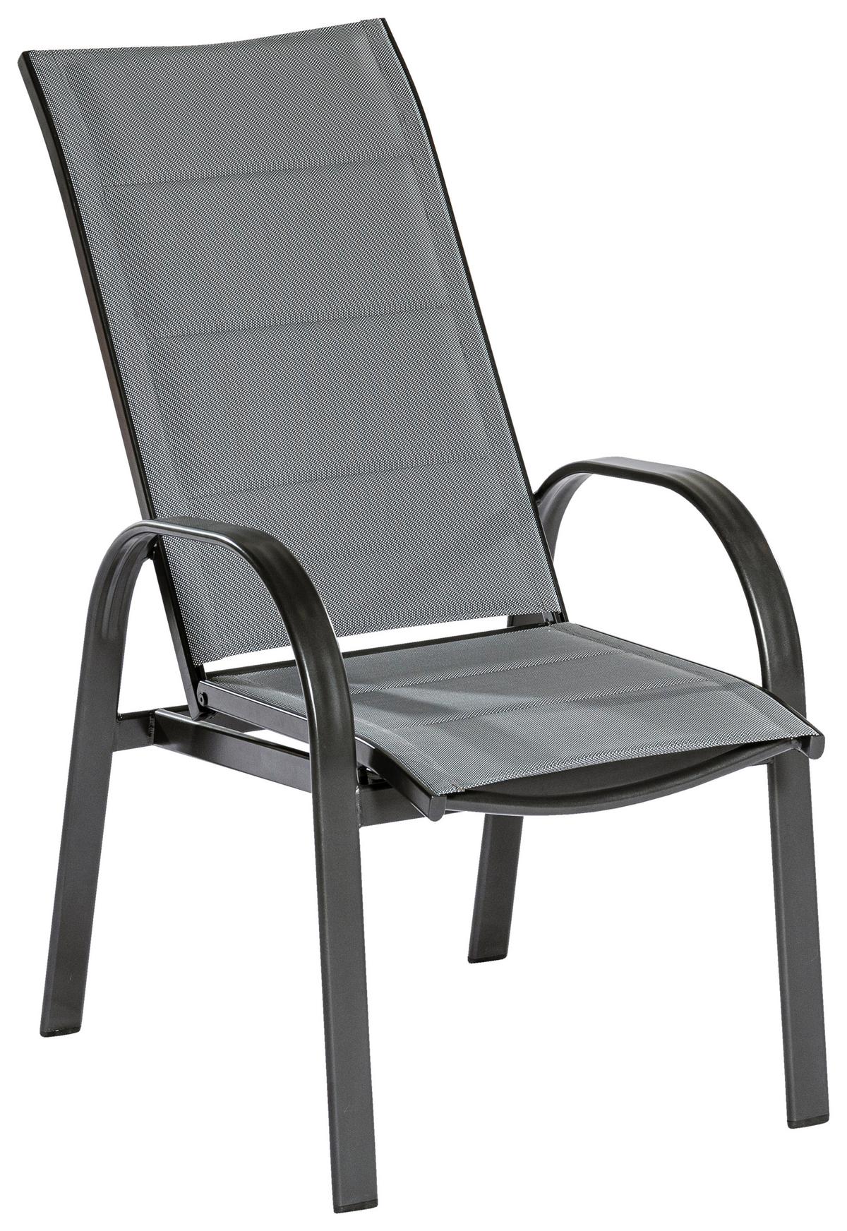 Gartensessel 2er-Set Marini Metall/Textil Grau - Graphitfarben/Grau, KONVENTIONELL, Textil/Metall (57/110/73cm) - Gardenson