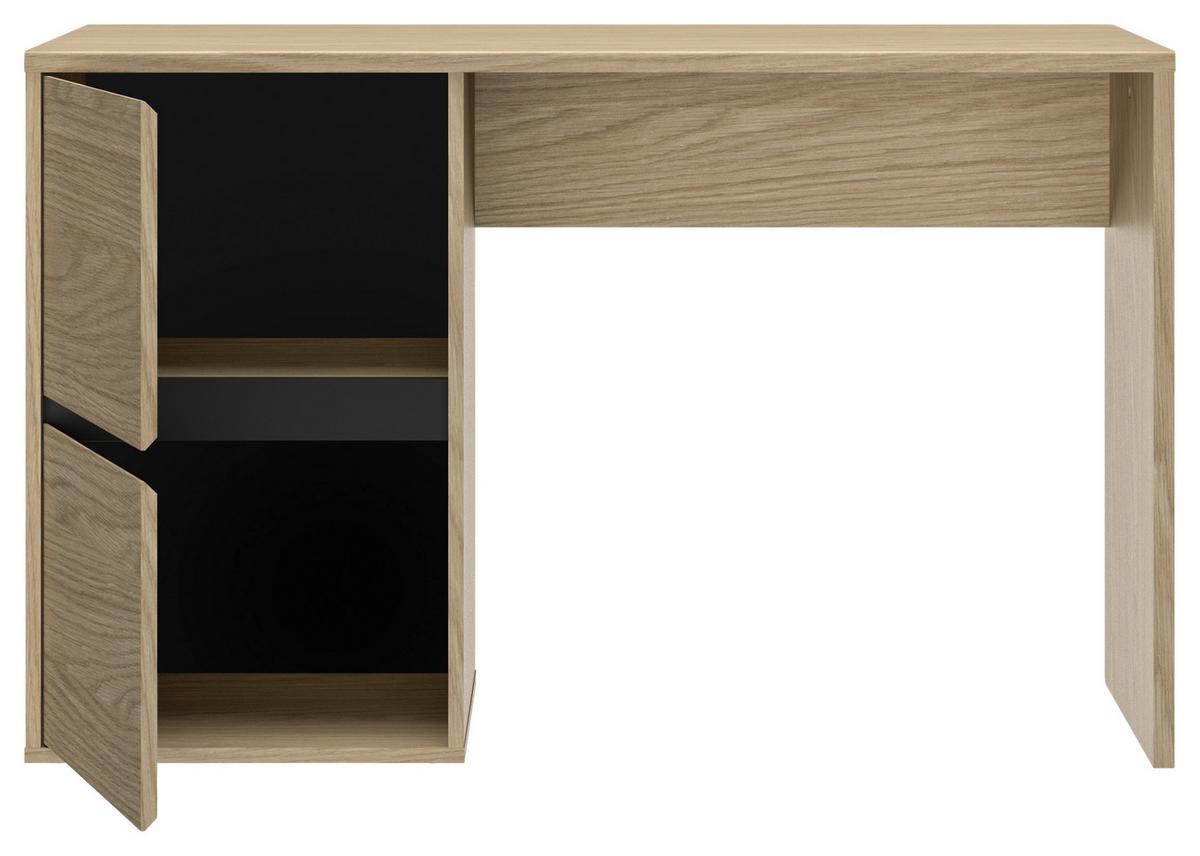 Schreibtisch NAEL B: 120 cm - Eichefarben/Schwarz, Basics, Holzwerkstoff (120/75/56cm)