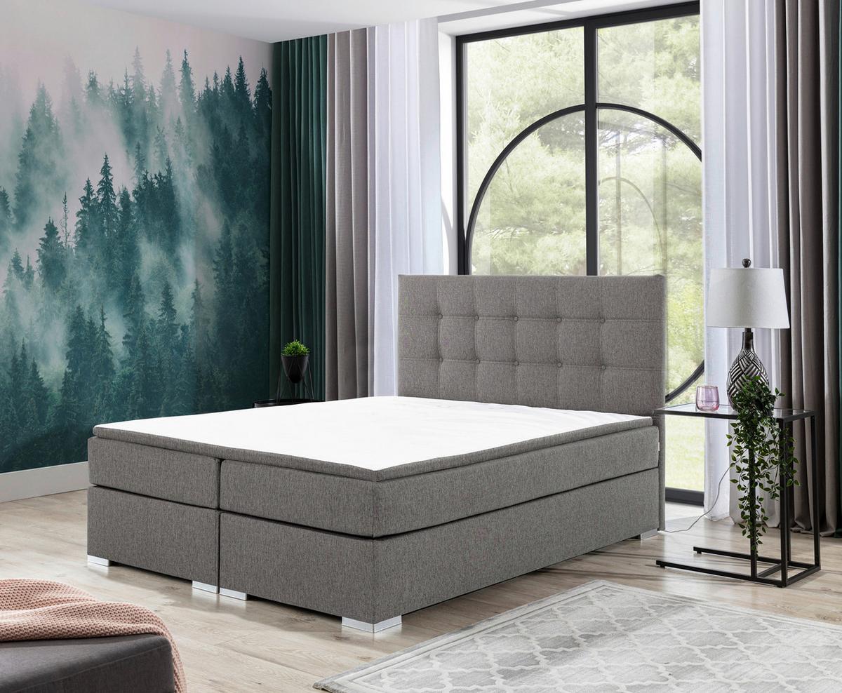 Boxspringbett 160x200 Inez Hellgrau - Silberfarben/Hellgrau, MODERN, Textil (160/200cm) - MID.YOU