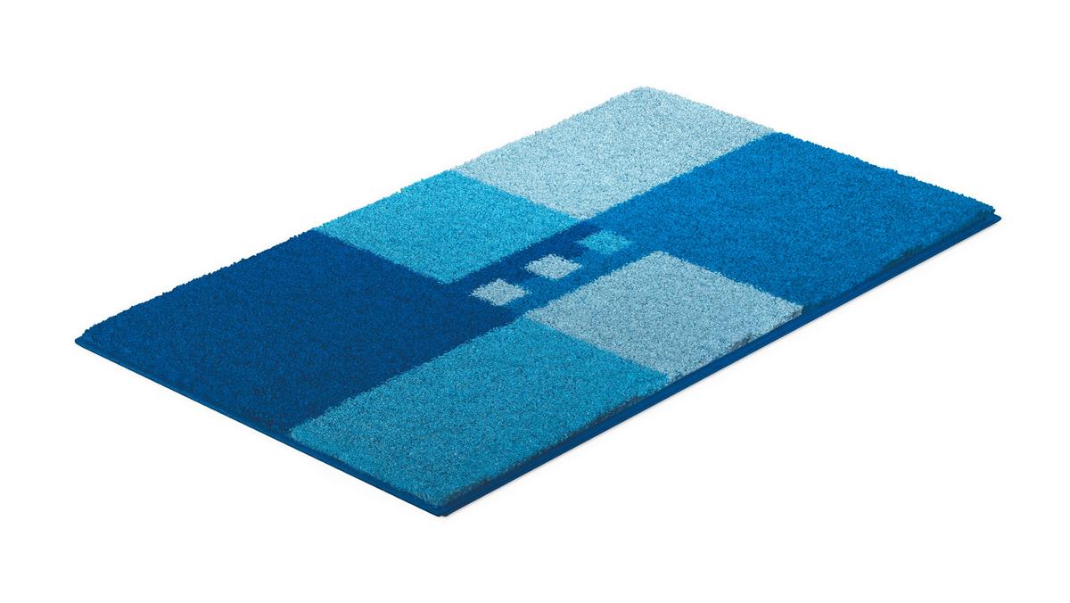 Badematte Roman - Blau, Basics, Textil (65/115cm) - Grund