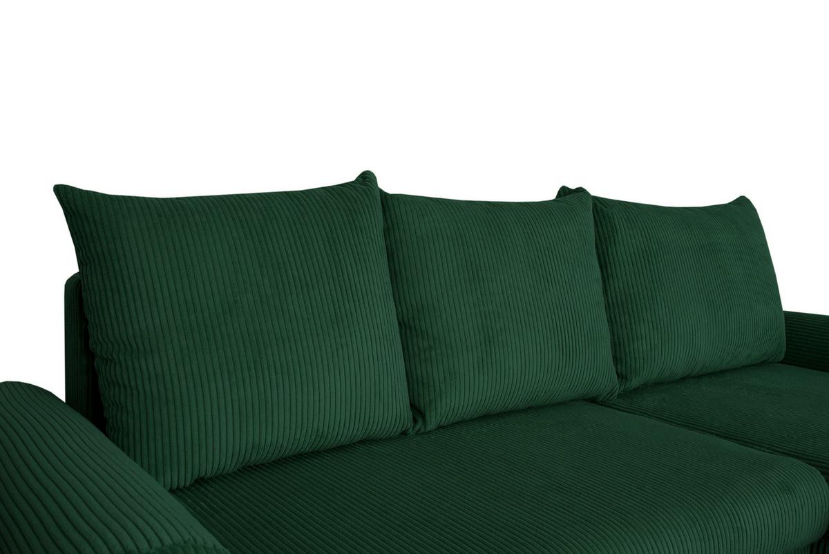 ECKSCHLAFSOFA Vasco, Dunkelgrün LF: 233x168 - Dunkelgrün/Schwarz, Trend, Textil (233/168cm)