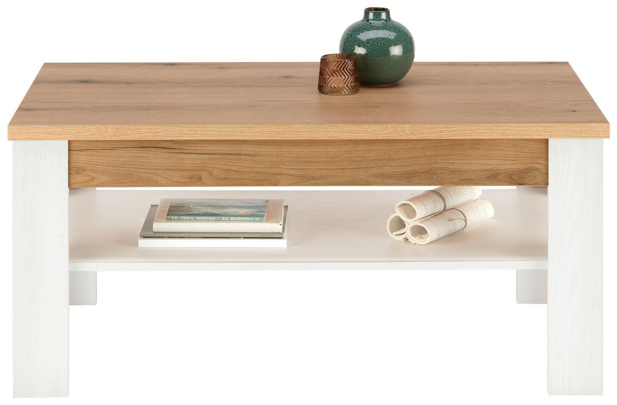 Couchtisch Rovigio Weiß, Lärche Dekor B: 110 Cm - Lärchefarben/Weiß, KONVENTIONELL, Holzwerkstoff (110/50/60cm) - Landscape