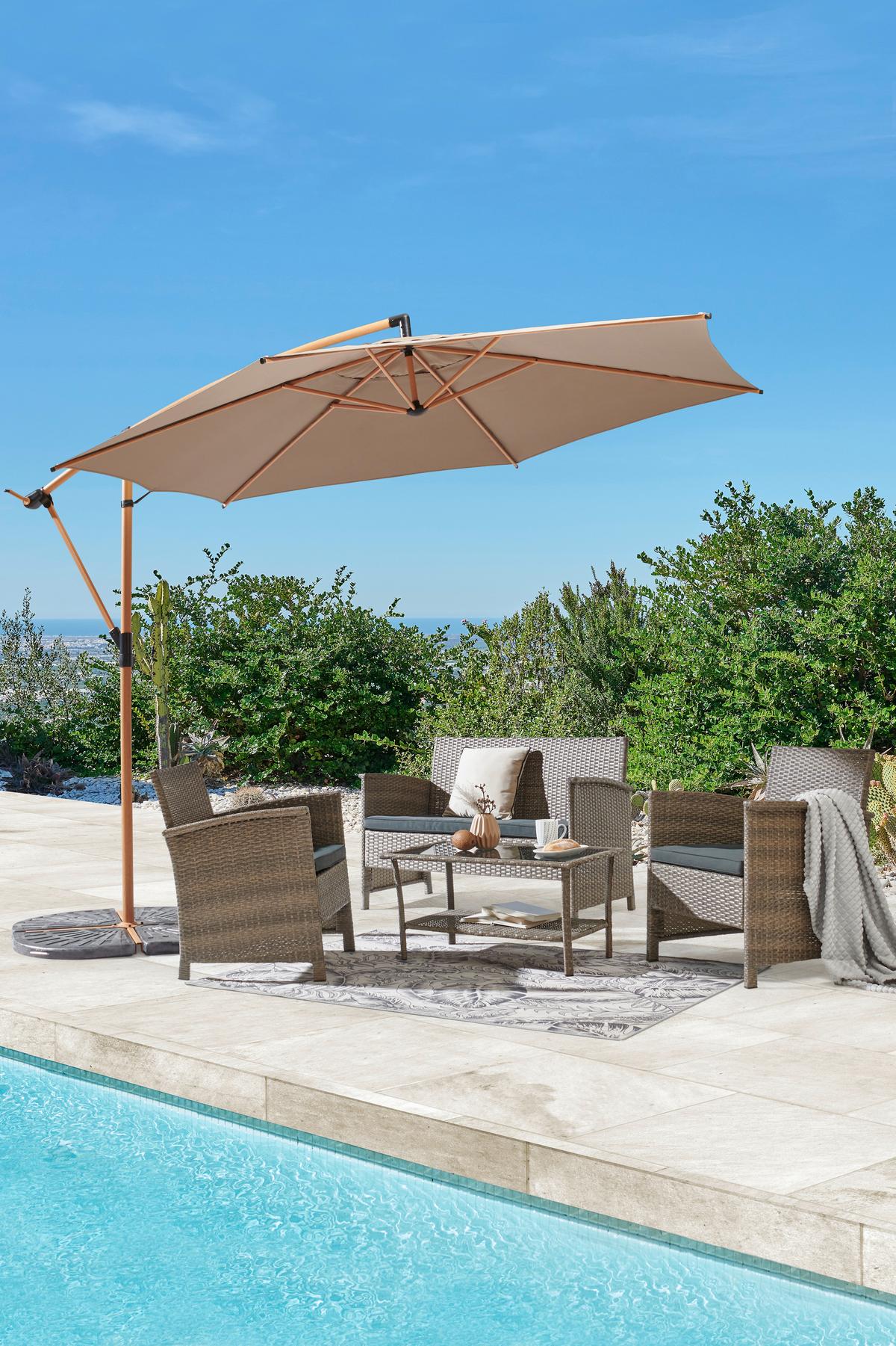 Ampelschirm Exellent Bht: 300x300x248 Cm Taupe - Taupe, MODERN, Textil/Metall (300/300/248cm) - Beldano