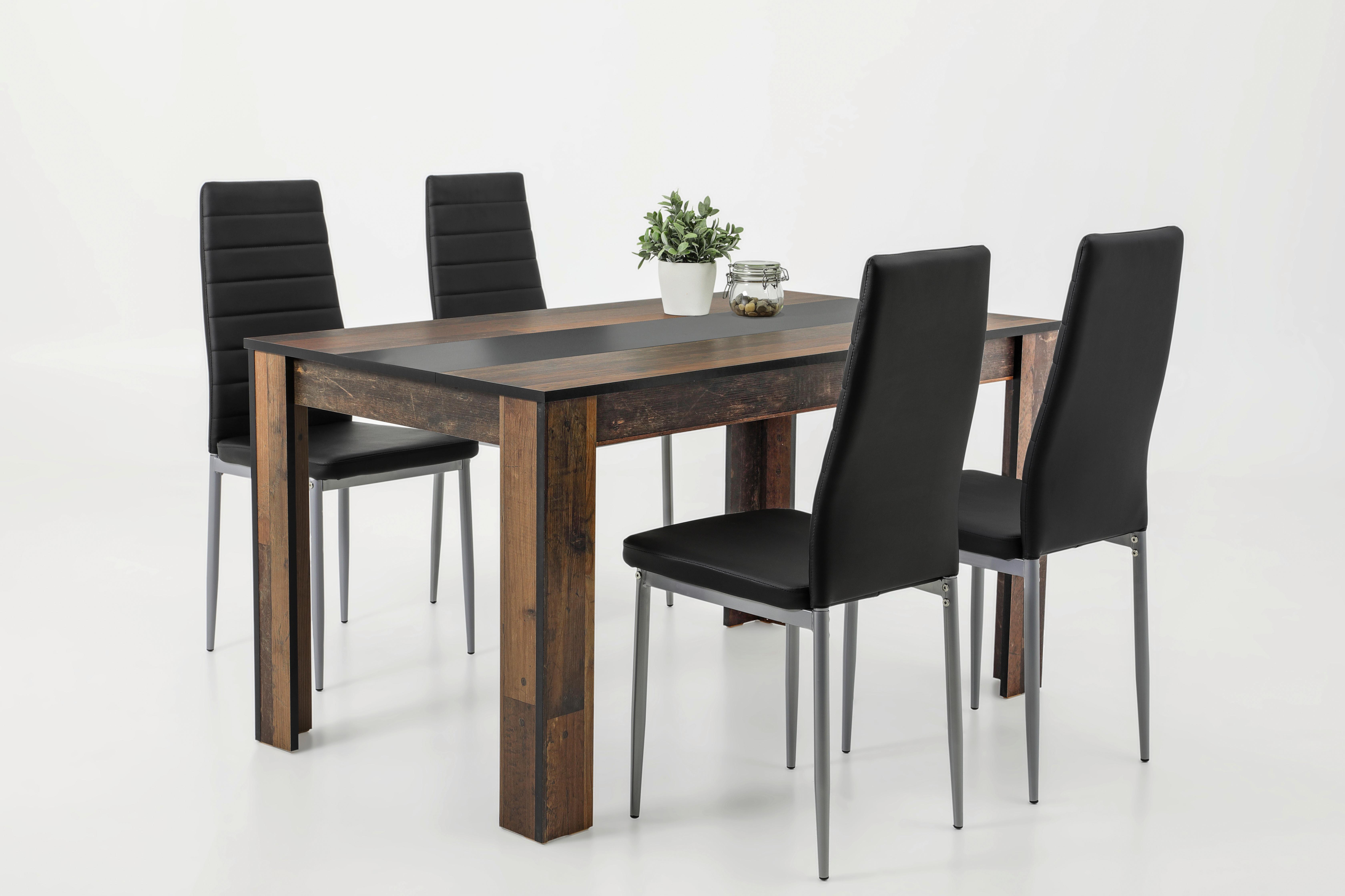 Tischgruppe Helene Iv G - Schwarz/Braun, MODERN, Holzwerkstoff/Kunststoff (140cm) - MID.YOU