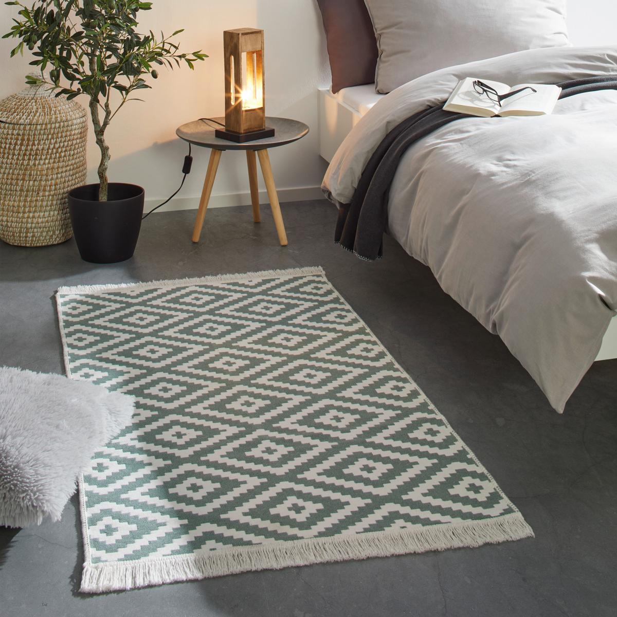 RUČNE TKANÝ KOBEREC Inaya 1, 80/150cm - biela/zelená, Modern, textil (80/150cm) - Mömax