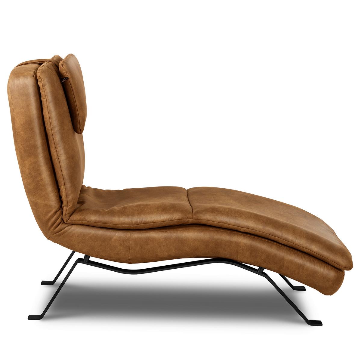 Relaxliege Black Cognac, Leder - Cognac/Schwarz, Design, Leder (65/95/171cm) - Celina Home