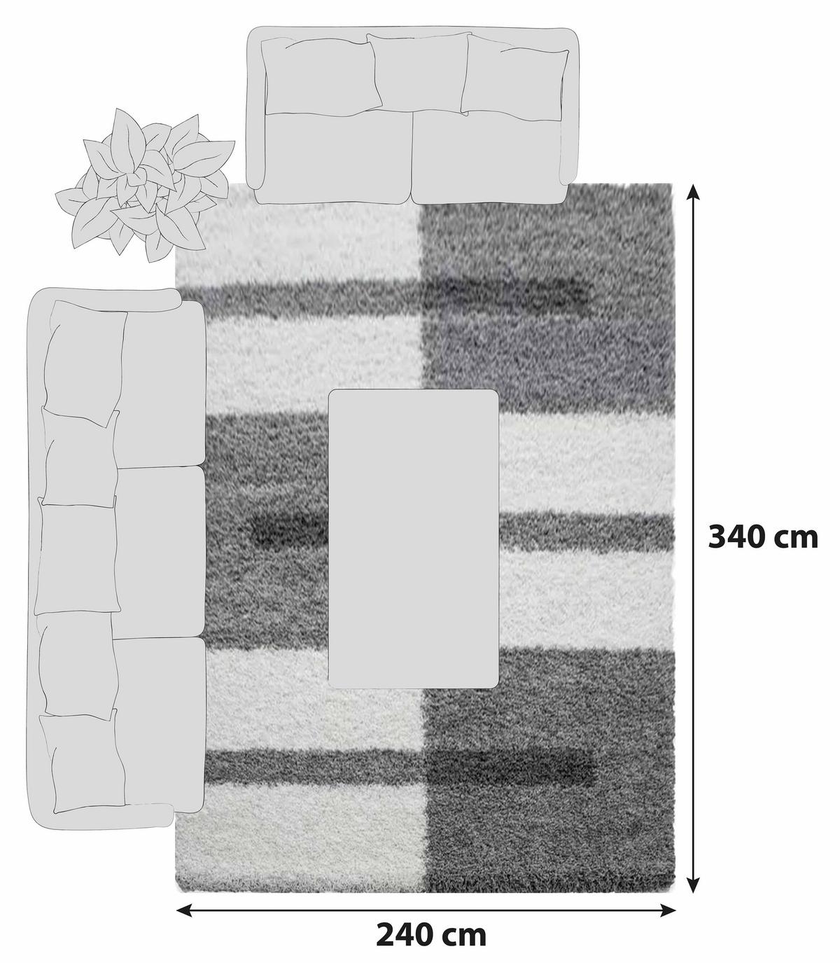 Hochflor Teppich Hellgrau Gala 240x340 Cm - Hellgrau, Design, Textil (240/340cm)
