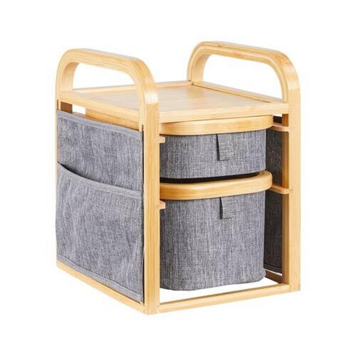 Úložný regál ALEYNA tmavosivý - tmavosivá, Modern, drevo/textil (24/18,8/25,5cm) - Bessagi Home