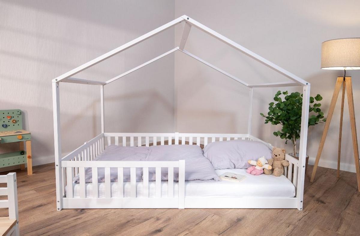 Hausbett Weiß, B/H/T: 140x200x161cm - Weiß, Basics, Holz (140/200/161cm) - tiSsi