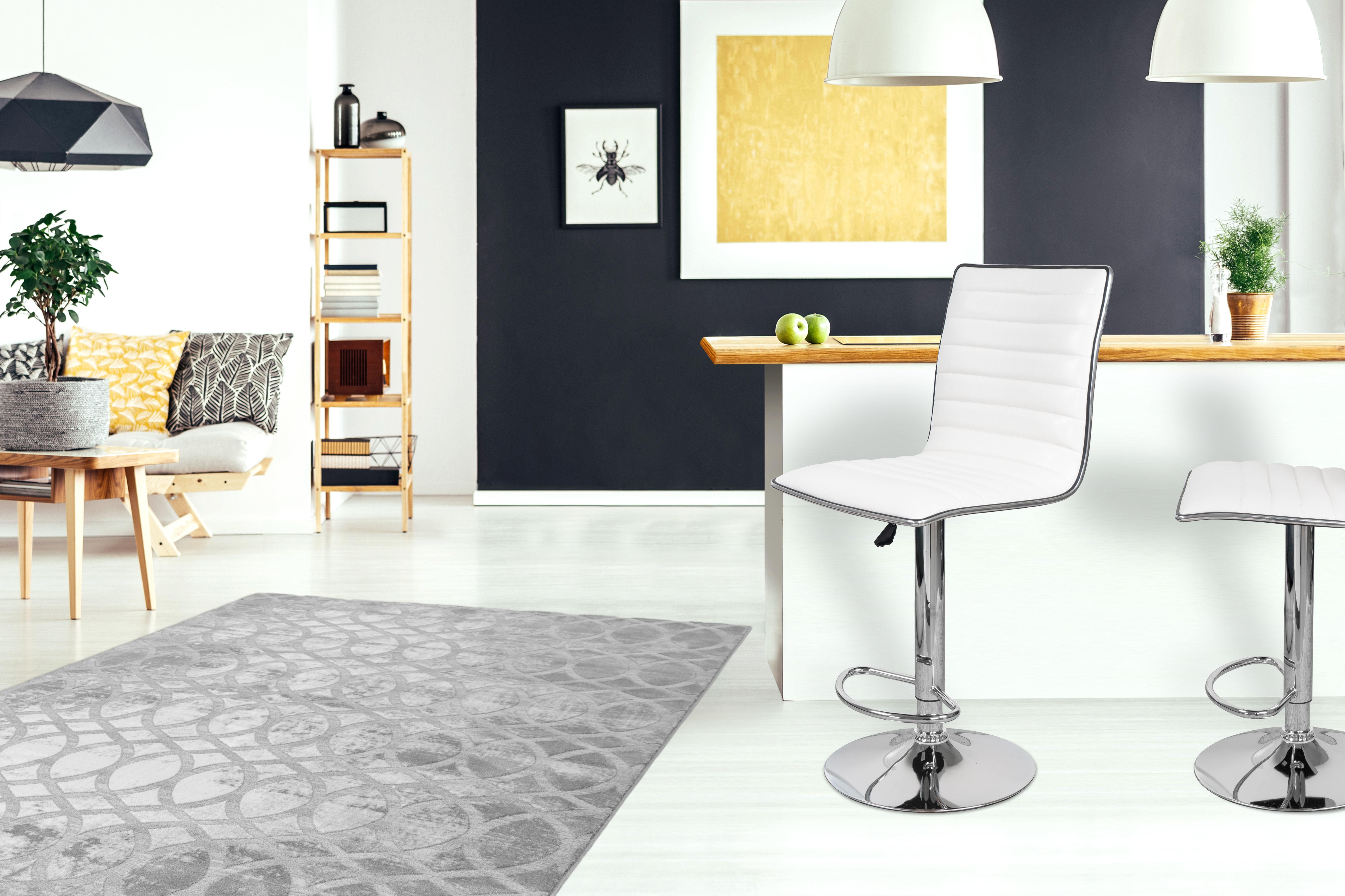 Barhocker mit Lehne 2er-Set Midnight Lederlook Weiß