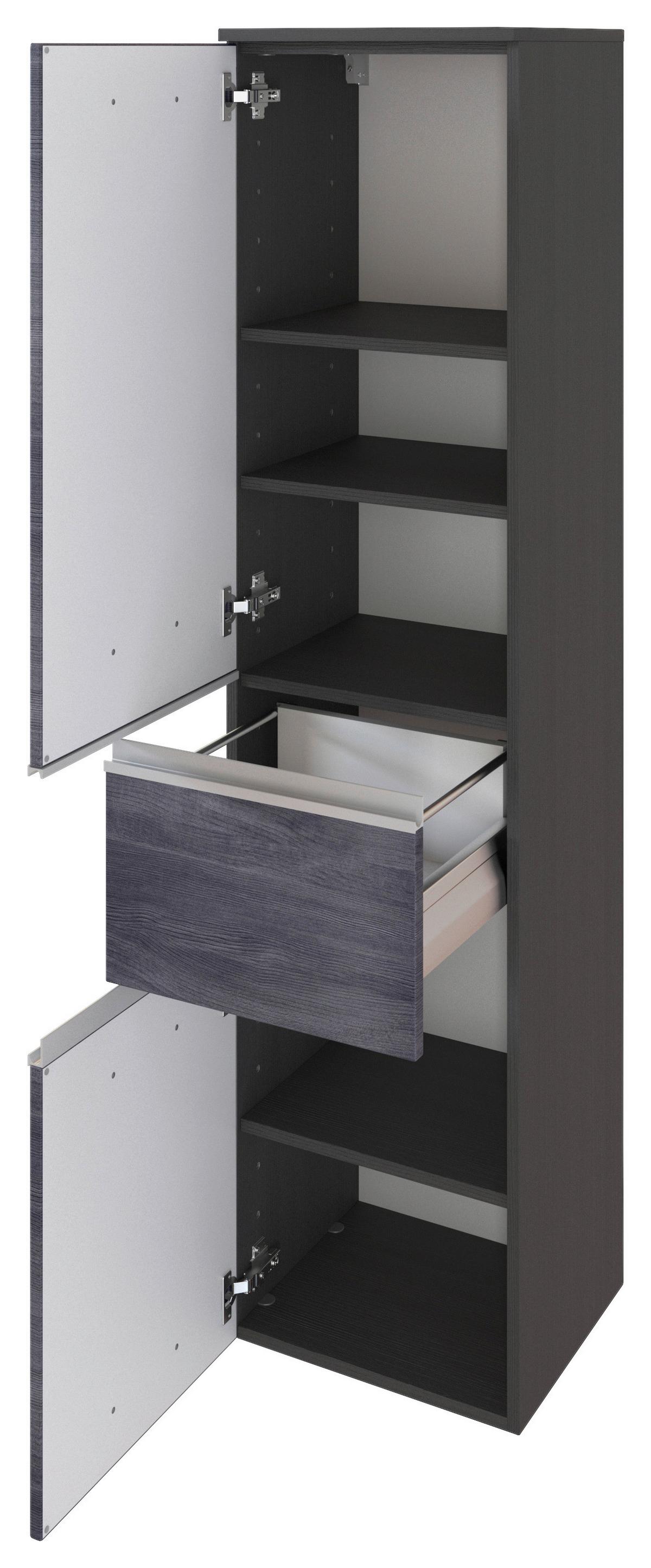 Midischrank Mit Soft-Close Arezzo 40cm, Eiche Dekor - Silberfarben/Silbereichenfarben, Basics, Holzwerkstoff (40/154/35cm) - Held