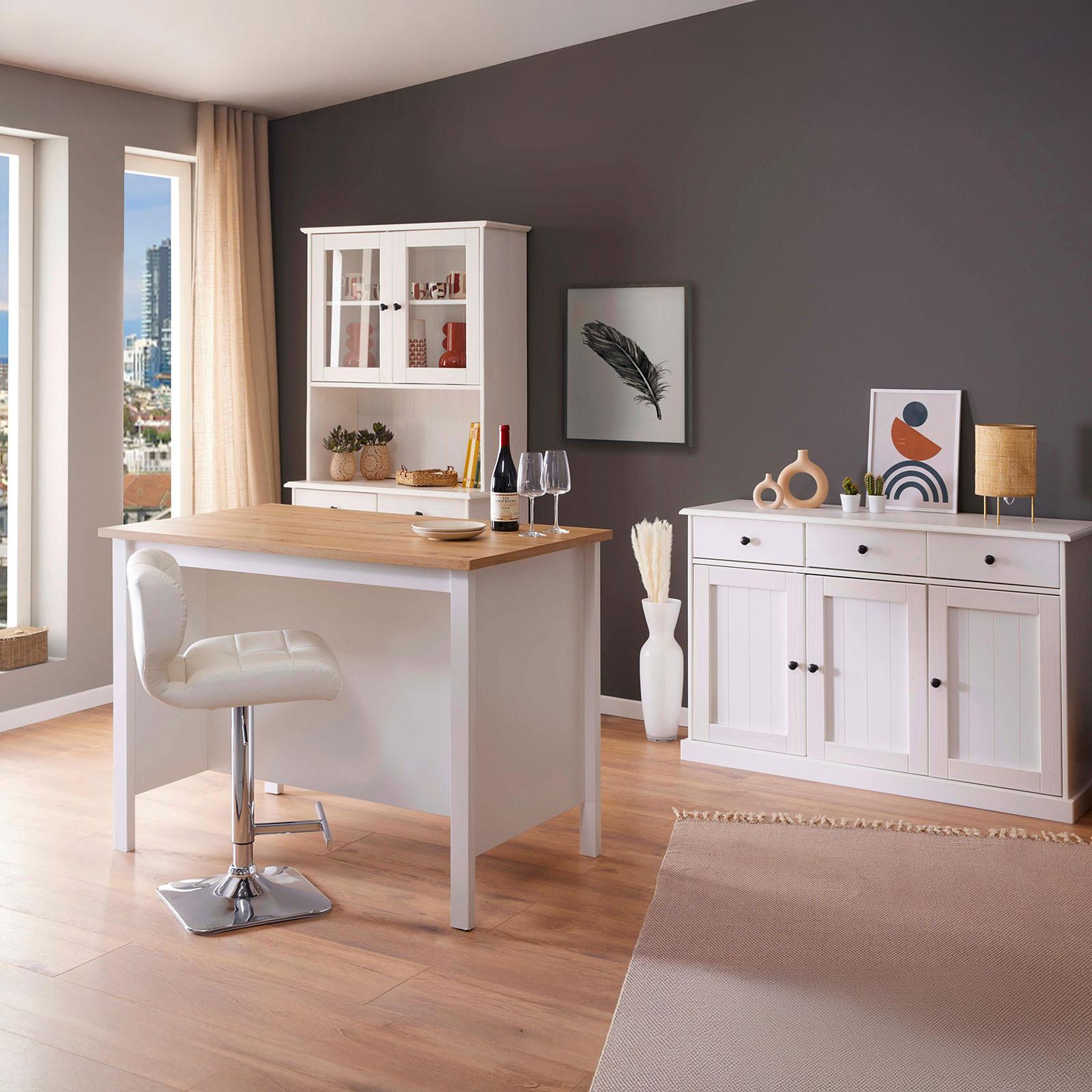 Kücheninsel Julina Weiß/eiche 124x91,5x75 Cm