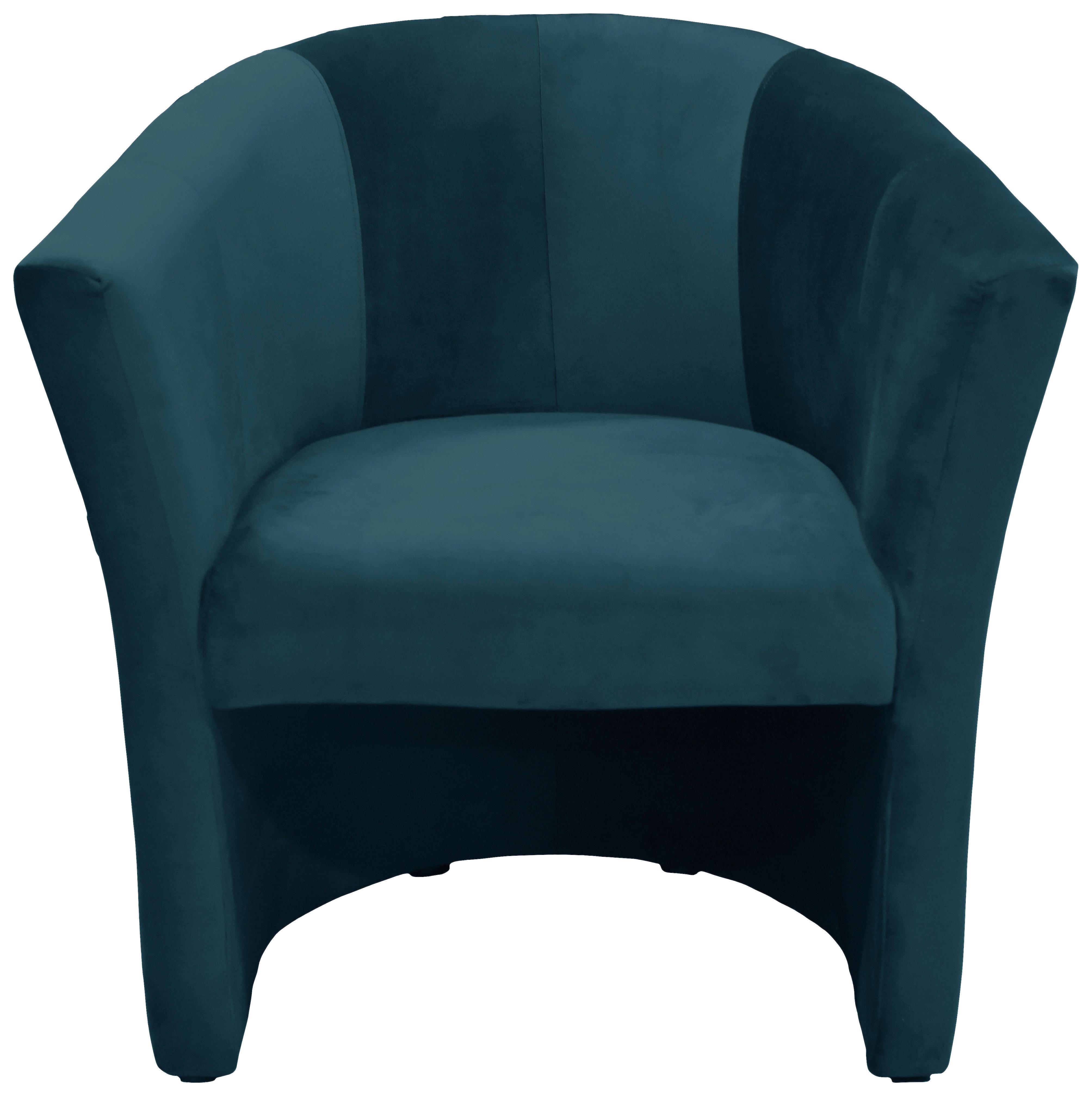 Relaxsessel Mit Armlehnen Jazz Velours Blau - Blau/Schwarz, Design, Textil (75/76/65cm) - MID.YOU