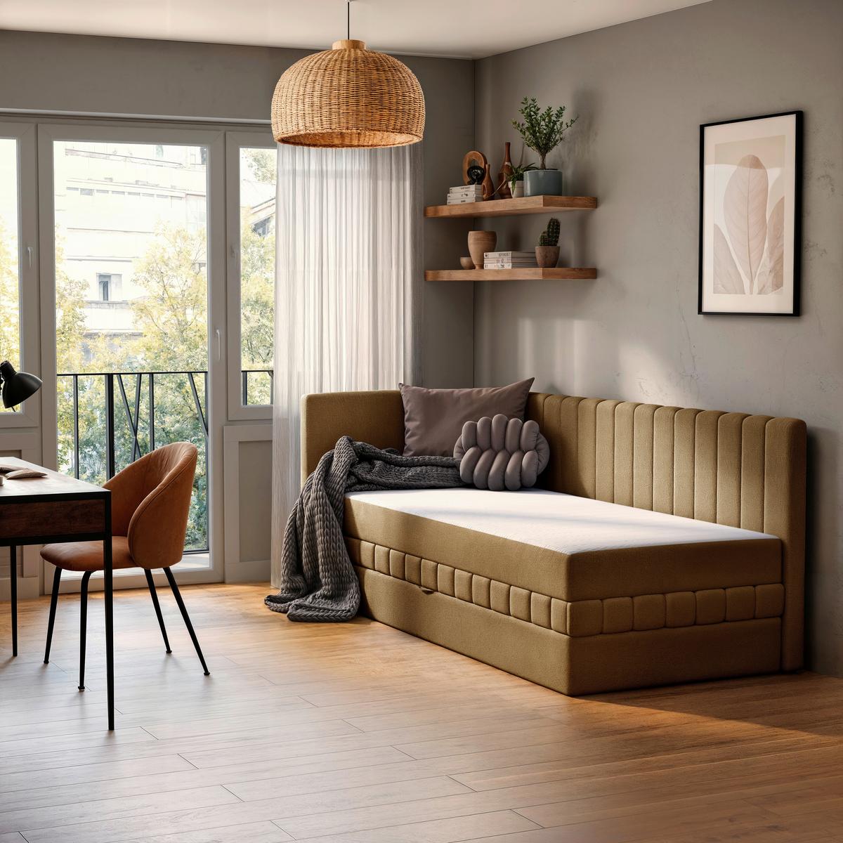 Schlafsofa Roma, Gelb B: 212 cm - Gelb/Schwarz, Design, Textil (99/83/212cm) - MID.YOU