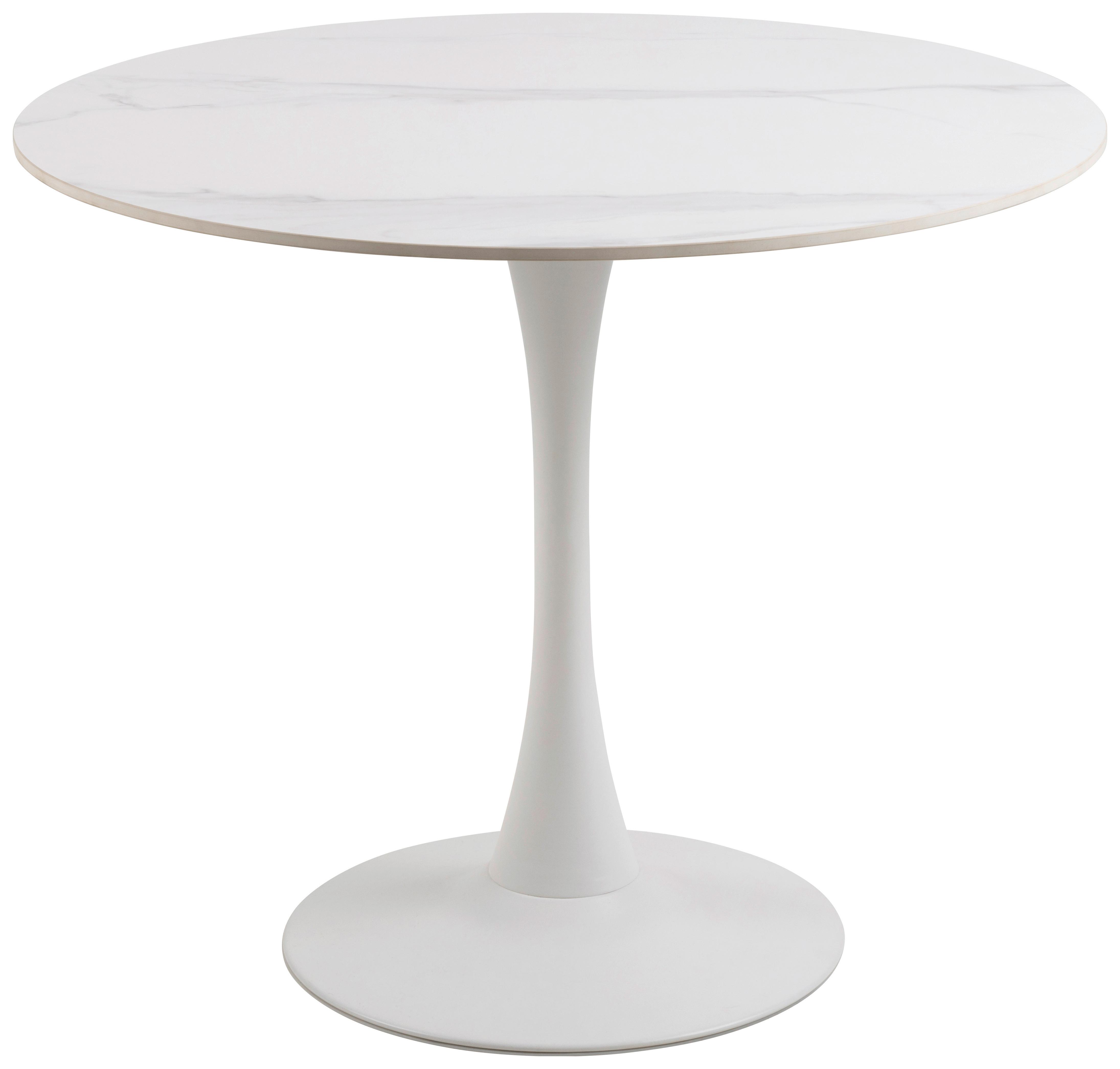 Jídelní stůl MALTA bílý 90cm - bílá, Trend, kov/keramika (90/90/75cm) - MID.YOU