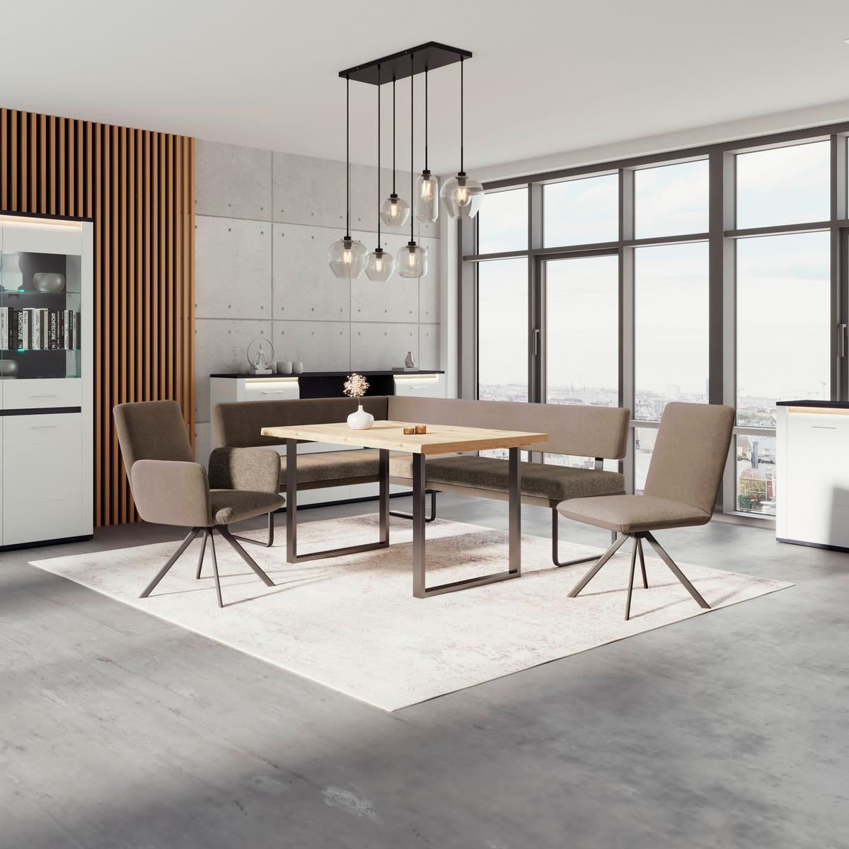 Eckbank Kian Webstoff Braun, S: 233x164cm - Schwarz/Braun, Trend, Textil/Metall (233/164cm)