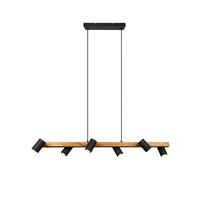 Hängeleuchte Marley H: 150 Cm 6-Flammig, Echtholz Kiefer - Schwarz, Basics, Holz/Metall (115/20/150cm) - Trio Leuchten