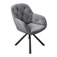 Armlehnstuhl Silvi Samt Grau 360° drehbar - Schwarz/Grau, KONVENTIONELL, Textil/Metall (62/85/62cm)